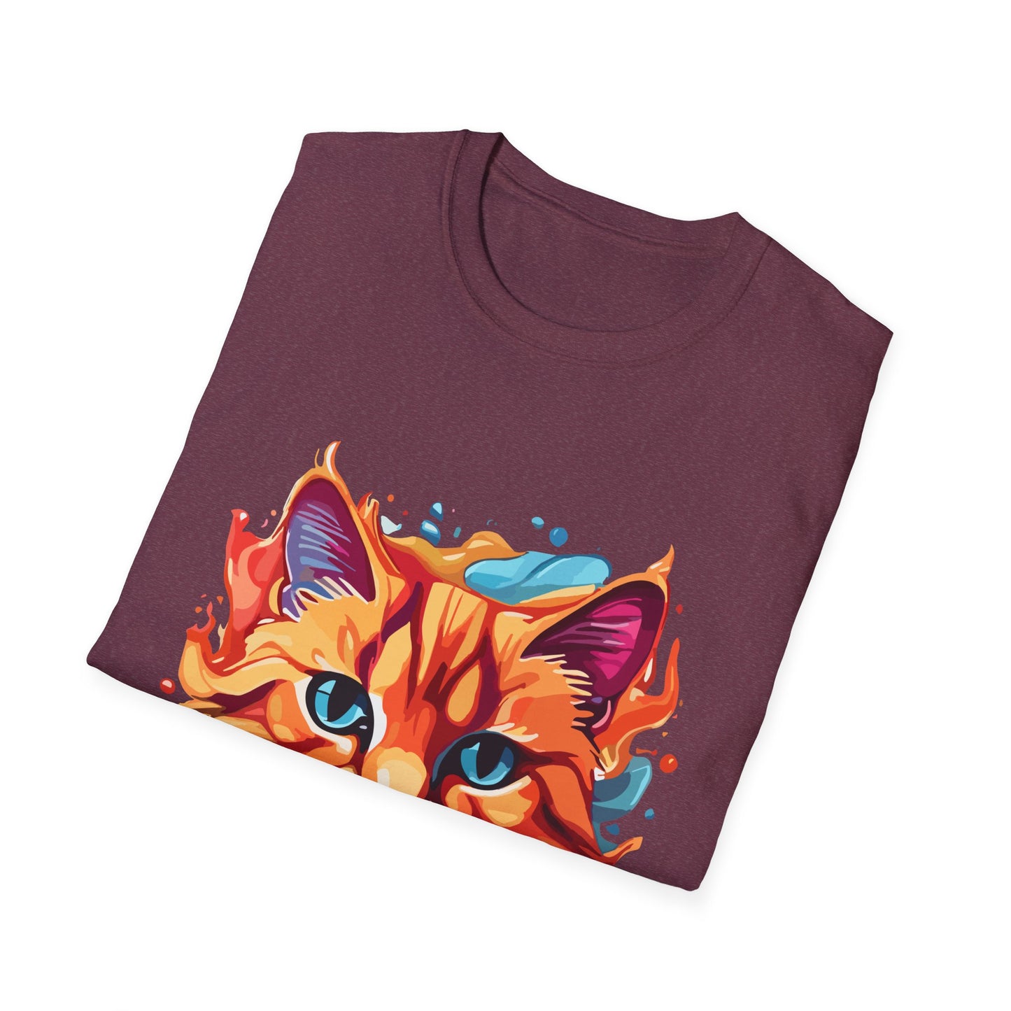 Watercolor Cat T-Shirt, Cute Kitty Tee, Cat Lover Gift, Softstyle Graphic Shirt, Animal Print Top