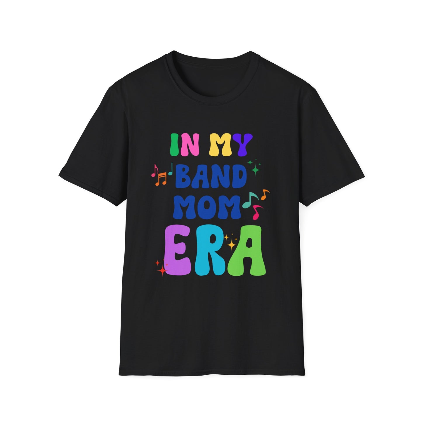 Band Mom Era Unisex Softstyle T-Shirt - Music Lover Gift, Rock Band Fan Shirt, Live Music Concert Tee, Parent Gift, Music Festival Apparel