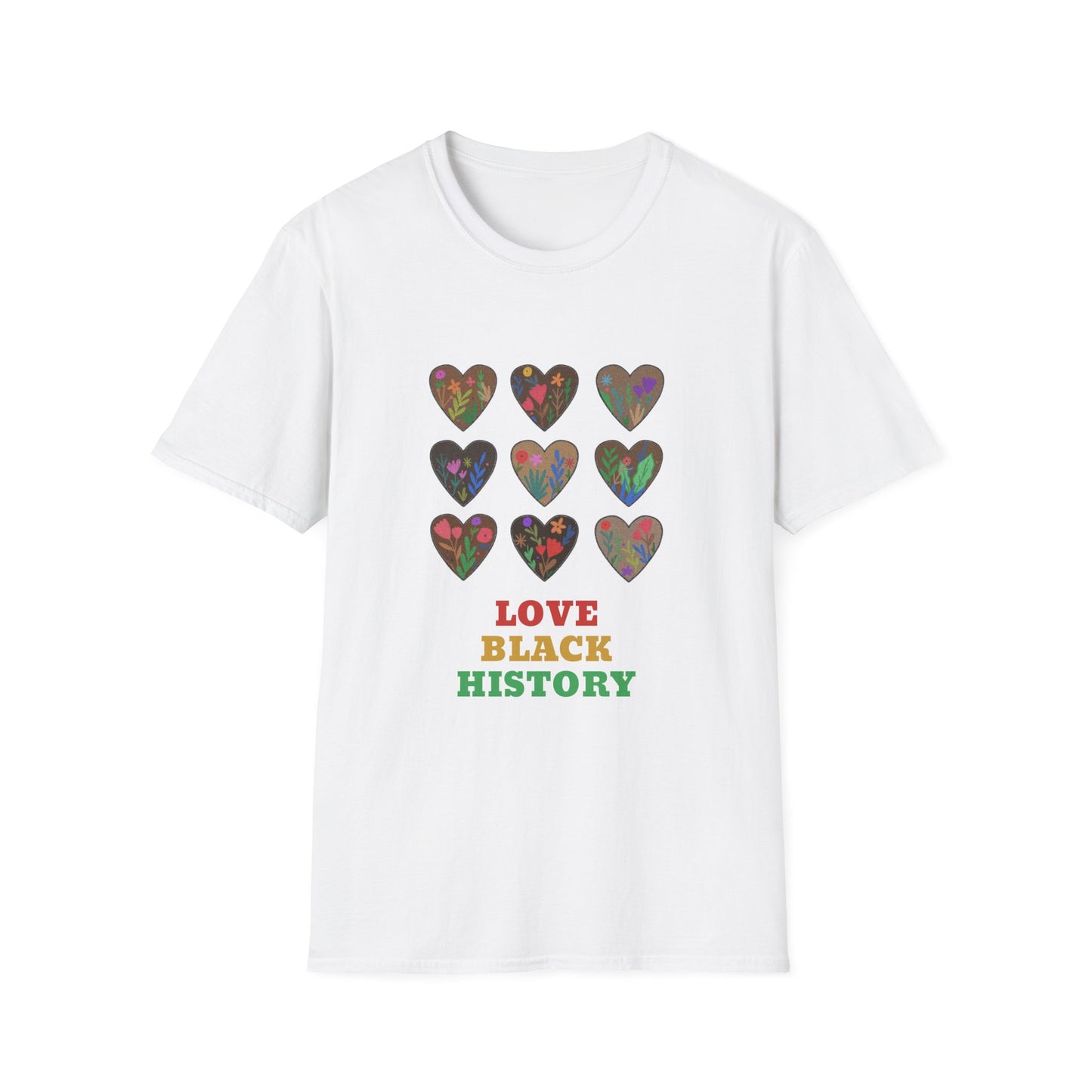 Love Black History Graphic Unisex Softstyle T-Shirt, African American Heritage Tee, Civil Rights Movement Shirt, Black Lives Matter Apparel
