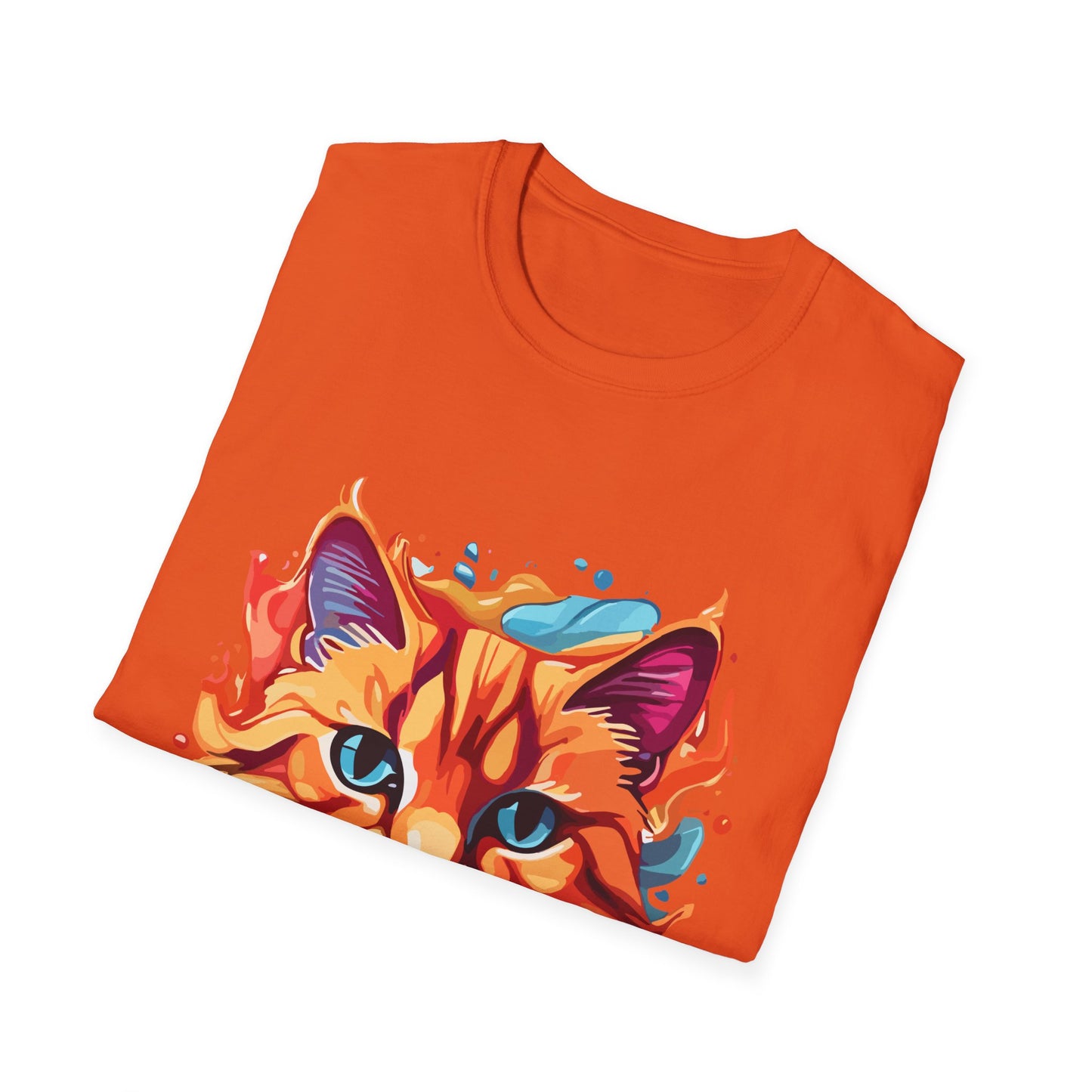 Watercolor Cat T-Shirt, Cute Kitty Tee, Cat Lover Gift, Softstyle Graphic Shirt, Animal Print Top