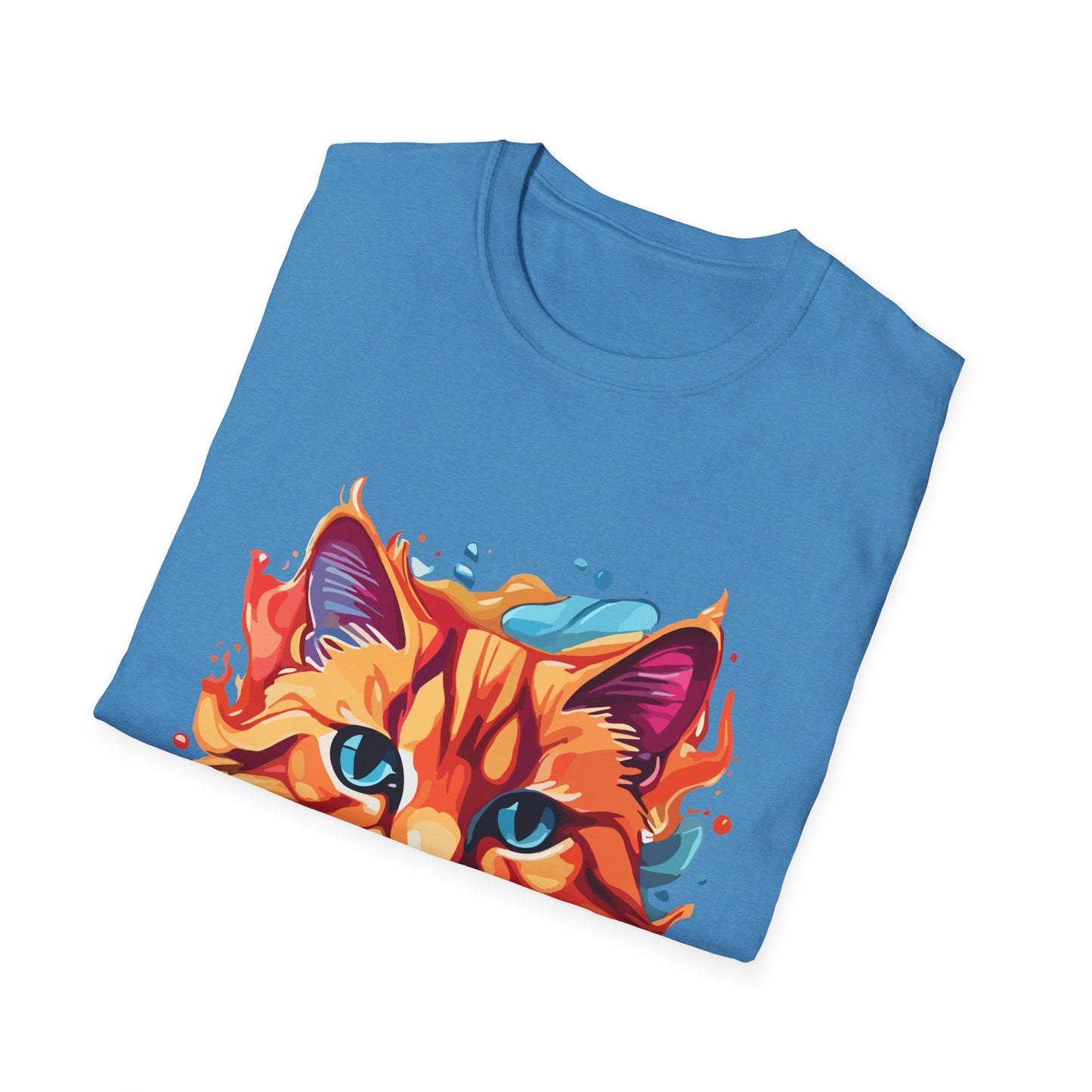 Watercolor Cat T-Shirt, Cute Kitty Tee, Cat Lover Gift, Softstyle Graphic Shirt, Animal Print Top