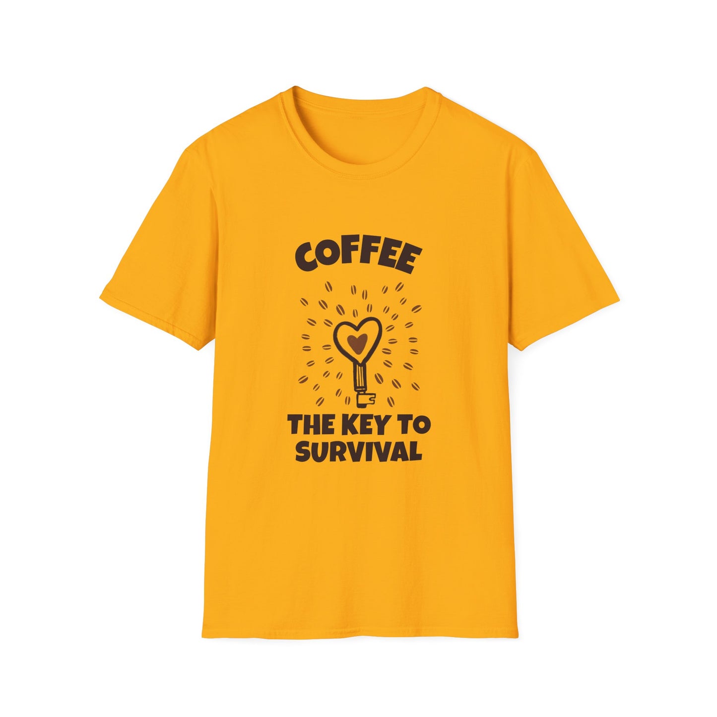 Coffee the Key to Survival Unisex Softstyle T-Shirt, Coffee Lover Tee, Funny Coffee Shirt, Gift for Coffee Drinkers, Coffee Obsessed Apparel