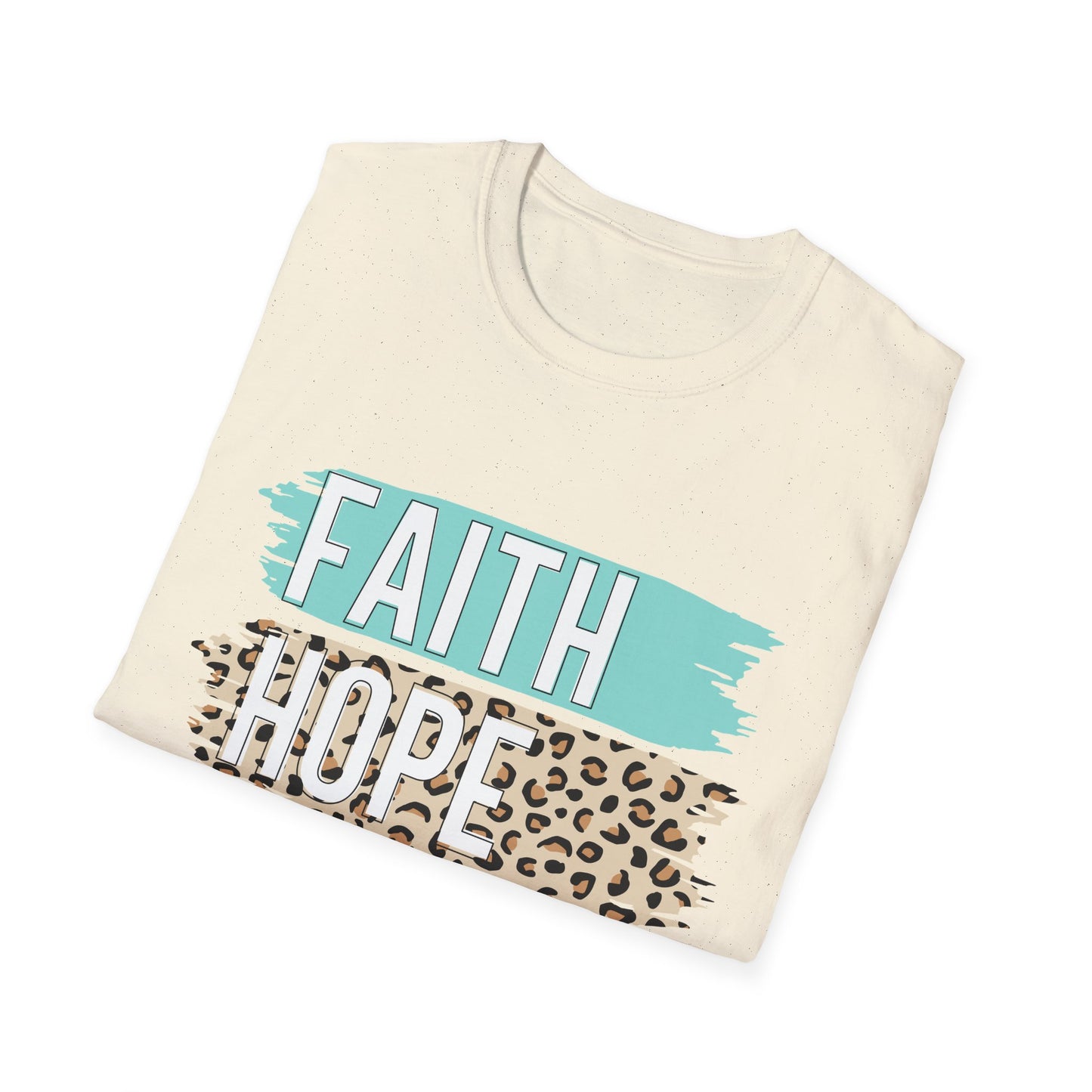 Faith Hope Love T-Shirt, Inspirational Christian Tee, Religious Graphic Shirt, Unisex Softstyle Top, Faith-Based Clothing, Washi Tape look