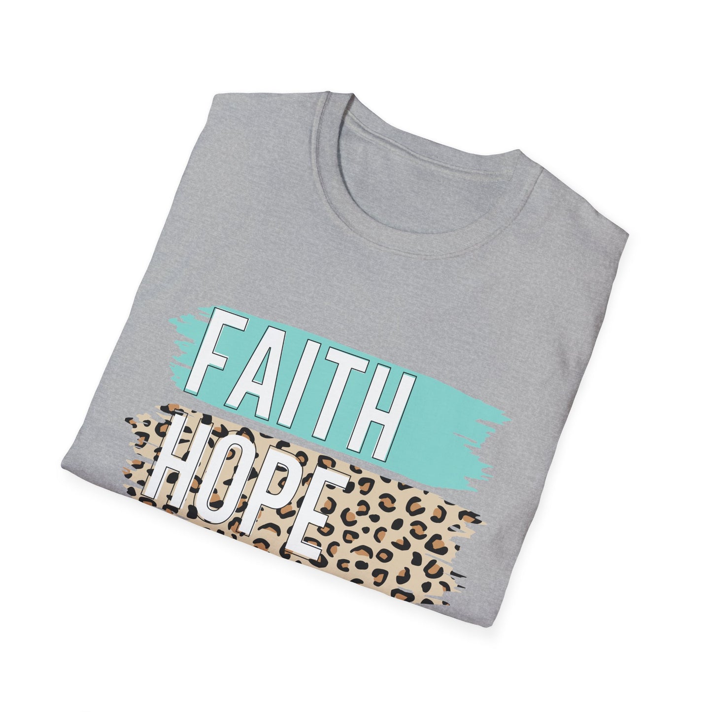 Faith Hope Love T-Shirt, Inspirational Christian Tee, Religious Graphic Shirt, Unisex Softstyle Top, Faith-Based Clothing, Washi Tape look