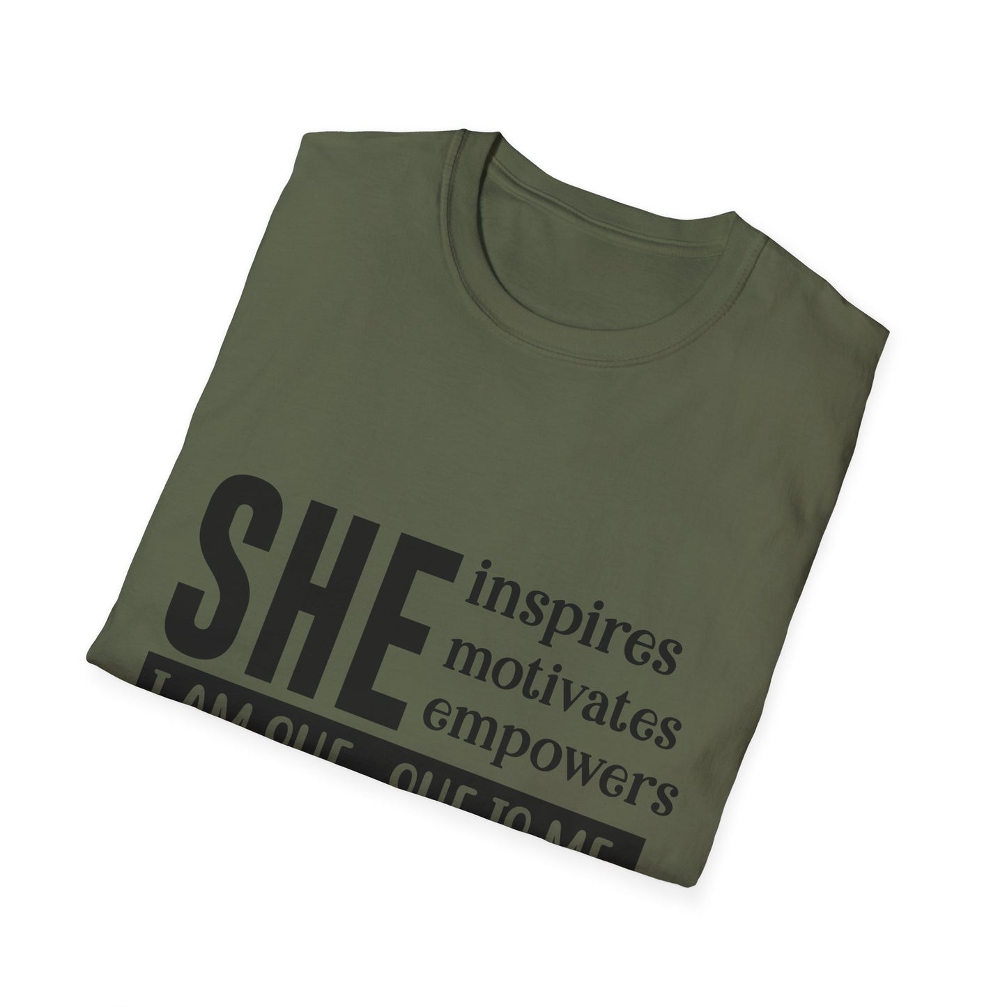 Empowering She Inspirational Unisex Softstyle T-Shirt, Motivating Women Tee, I Am She, She Is Me Shirt, Gender Neutral Apparel, Feminist