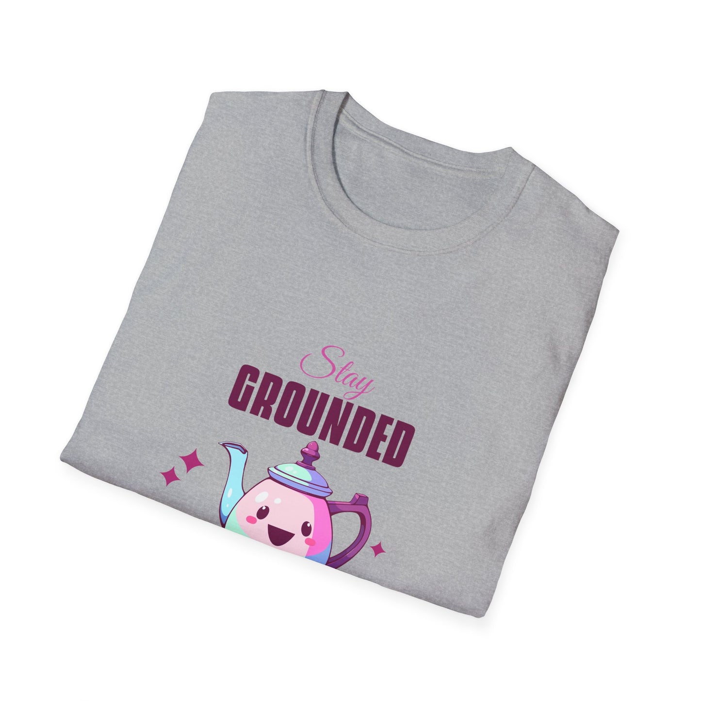 Grounded Coffee Lover Unisex Softstyle T-Shirt, Stay Happy Drink Coffee Tee, Coffee = Happiness, Positive Vibes Shirt, Meditation Gift