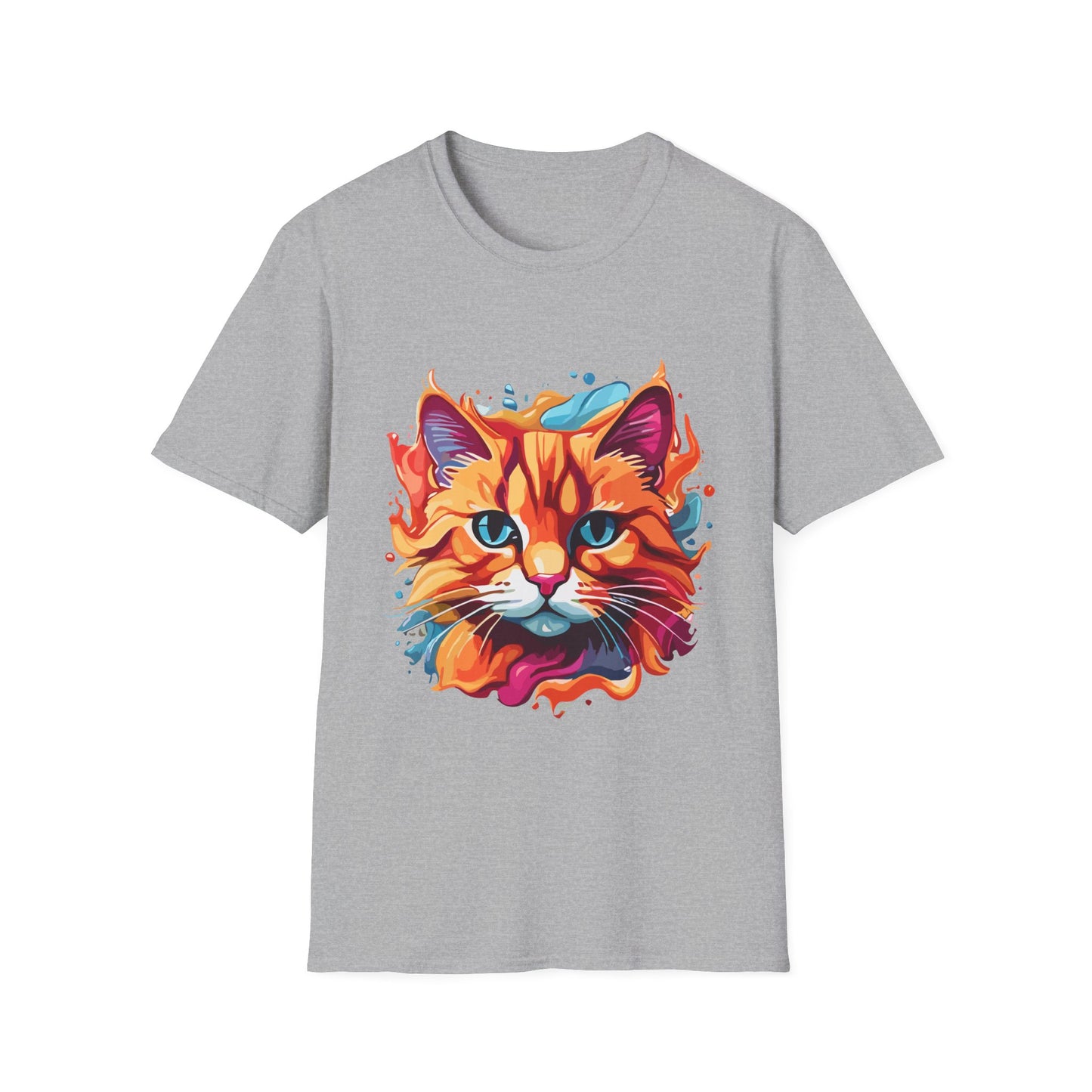 Watercolor Cat T-Shirt, Cute Kitty Tee, Cat Lover Gift, Softstyle Graphic Shirt, Animal Print Top