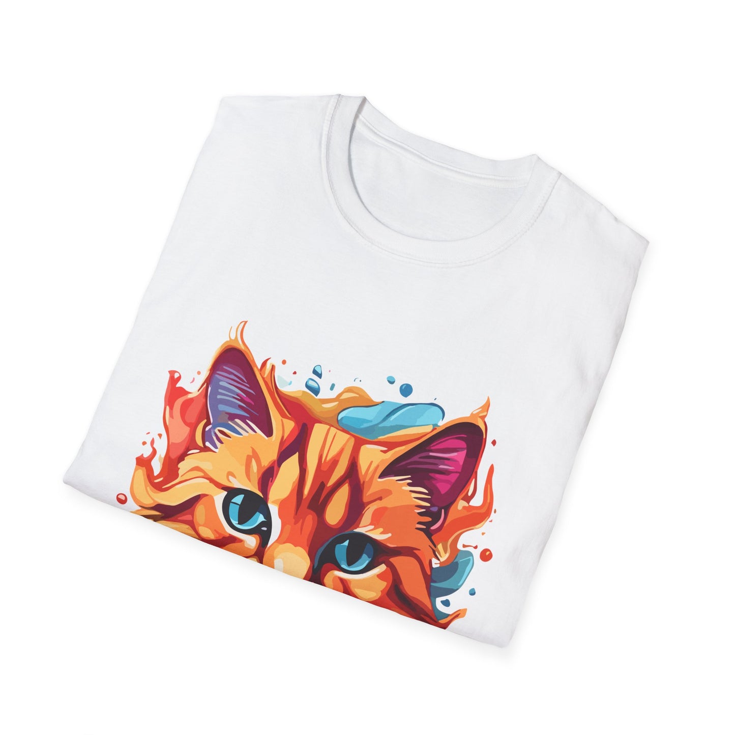 Watercolor Cat T-Shirt, Cute Kitty Tee, Cat Lover Gift, Softstyle Graphic Shirt, Animal Print Top