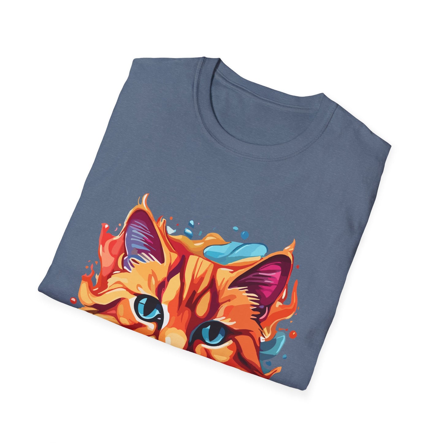 Watercolor Cat T-Shirt, Cute Kitty Tee, Cat Lover Gift, Softstyle Graphic Shirt, Animal Print Top