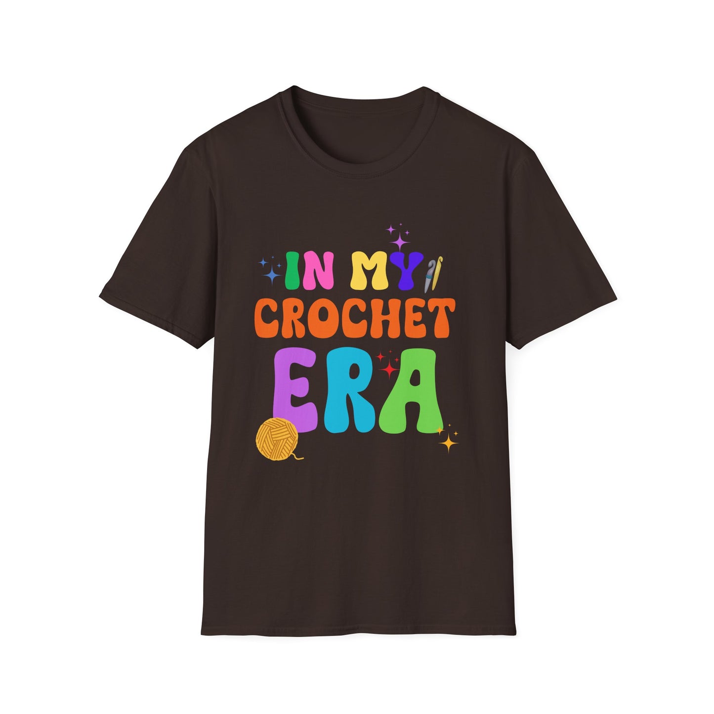 Crocheting Era Unisex T-Shirt, Handmade Crochet Lover Tee, Vintage Style Knitting Shirt, Crafty Gift for Knitters, Soft Cotton Top