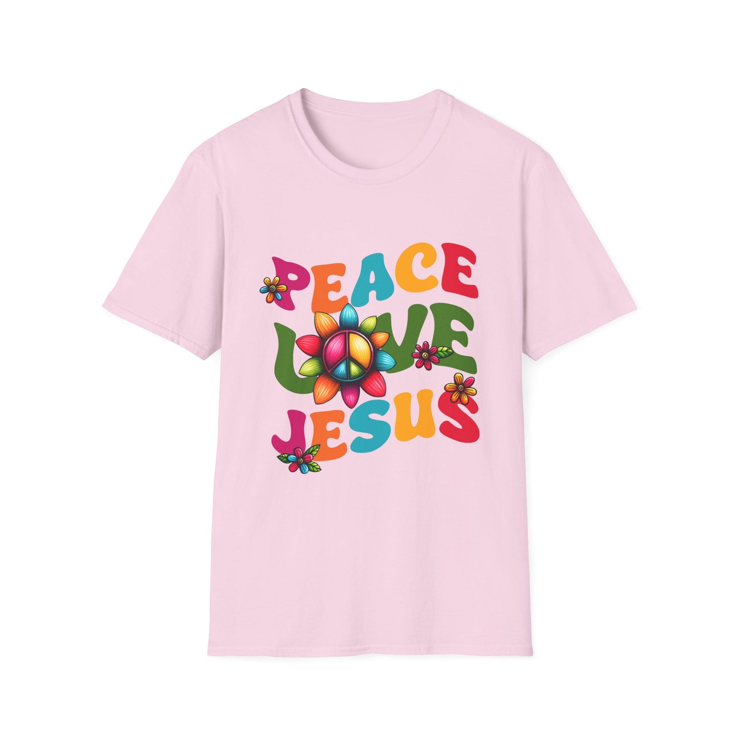 Christian Peace Love Jesus Unisex Softstyle T-Shirt, Religious Faith Tee, Christian Gift, Inspirational Shirt, Religious Apparel, Christian