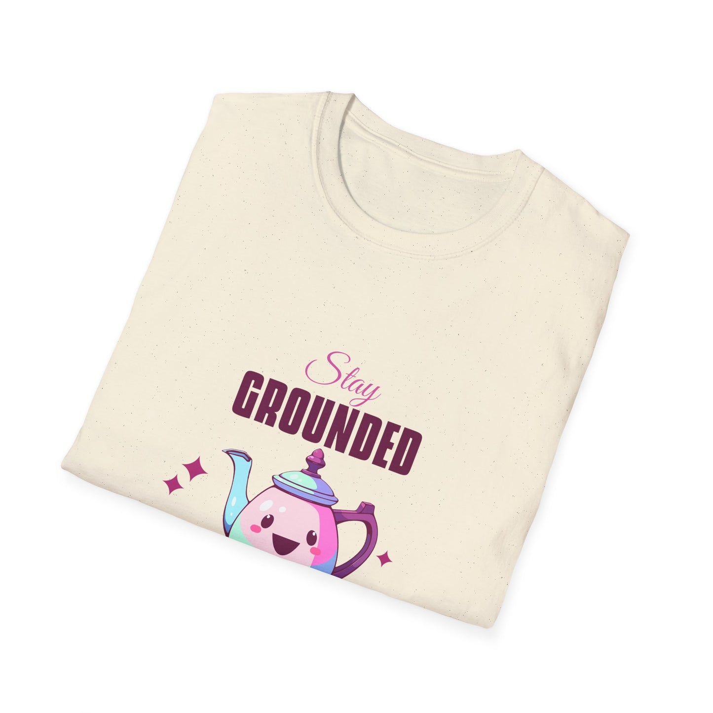 Grounded Coffee Lover Unisex Softstyle T-Shirt, Stay Happy Drink Coffee Tee, Coffee = Happiness, Positive Vibes Shirt, Meditation Gift