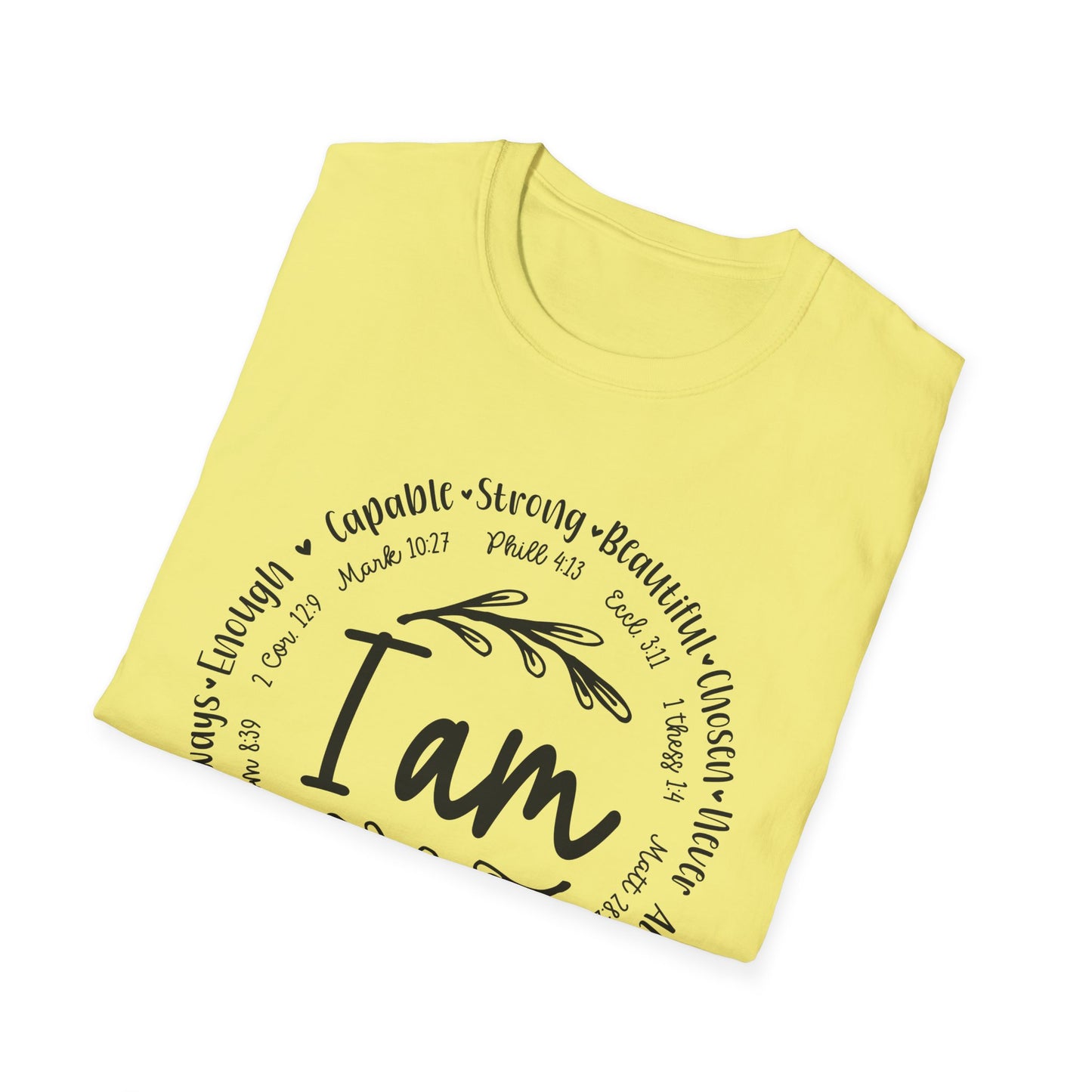 I am capable...Religious Bible Quote Unisex Softstyle T-Shirt, Faith-Based Tee, Christian Unisex Top, Inspirational Graphic Shirt