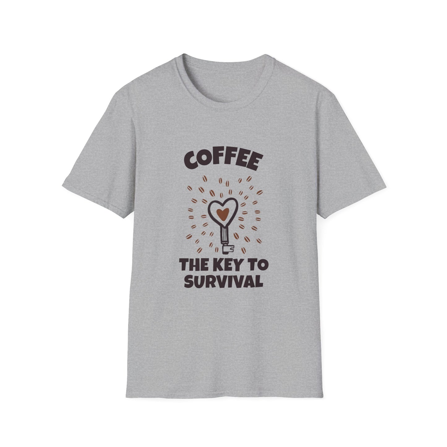 Coffee the Key to Survival Unisex Softstyle T-Shirt, Coffee Lover Tee, Funny Coffee Shirt, Gift for Coffee Drinkers, Coffee Obsessed Apparel