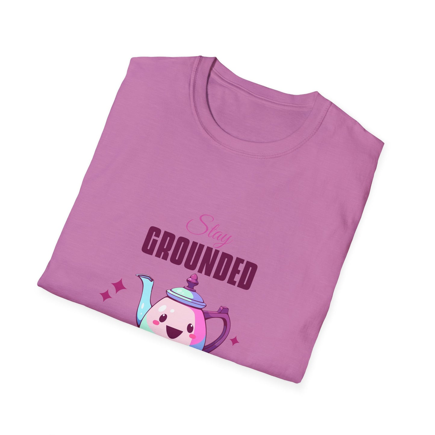 Grounded Coffee Lover Unisex Softstyle T-Shirt, Stay Happy Drink Coffee Tee, Coffee = Happiness, Positive Vibes Shirt, Meditation Gift