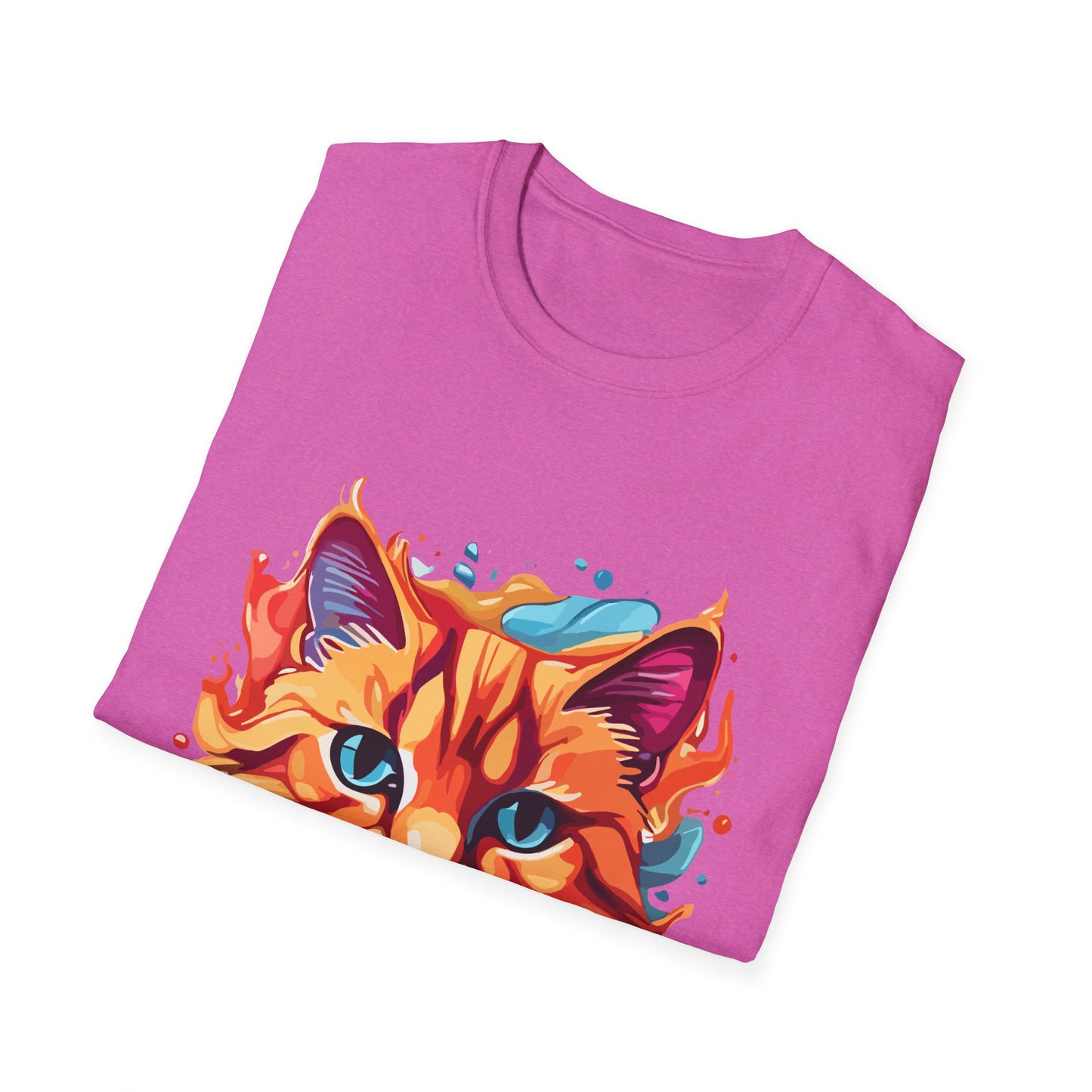 Watercolor Cat T-Shirt, Cute Kitty Tee, Cat Lover Gift, Softstyle Graphic Shirt, Animal Print Top