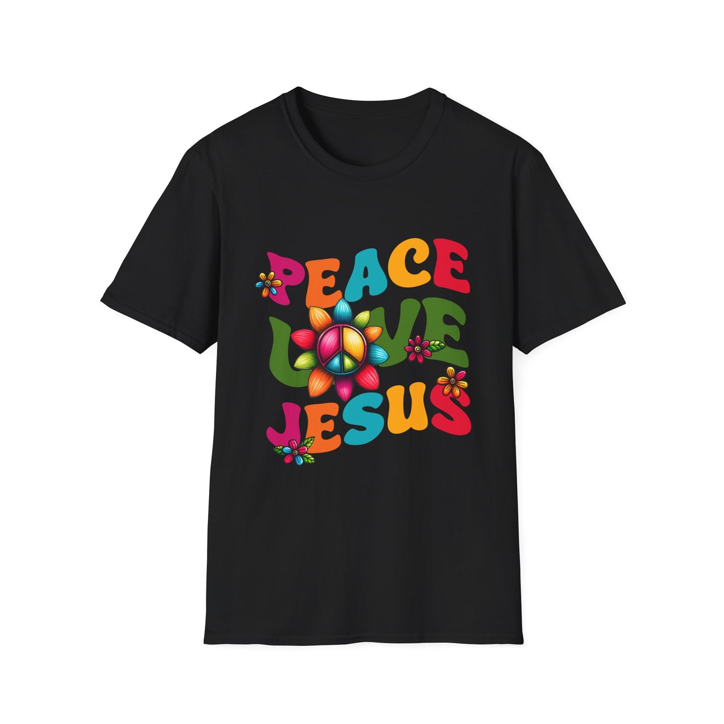 Christian Peace Love Jesus Unisex Softstyle T-Shirt, Religious Faith Tee, Christian Gift, Inspirational Shirt, Religious Apparel, Christian