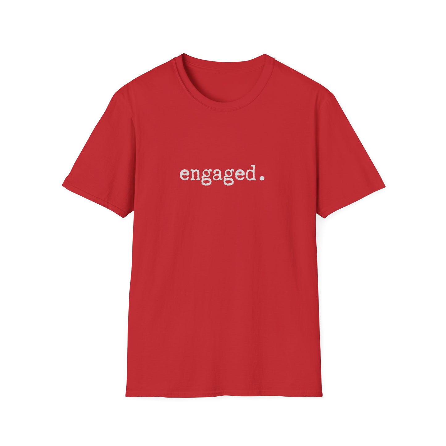 Engaged Minimalist Unisex Softstyle T-Shirt, Wedding Announcement Tee, Bride Groom Gift, Marriage Proposal Shirt, Bridal Party Top