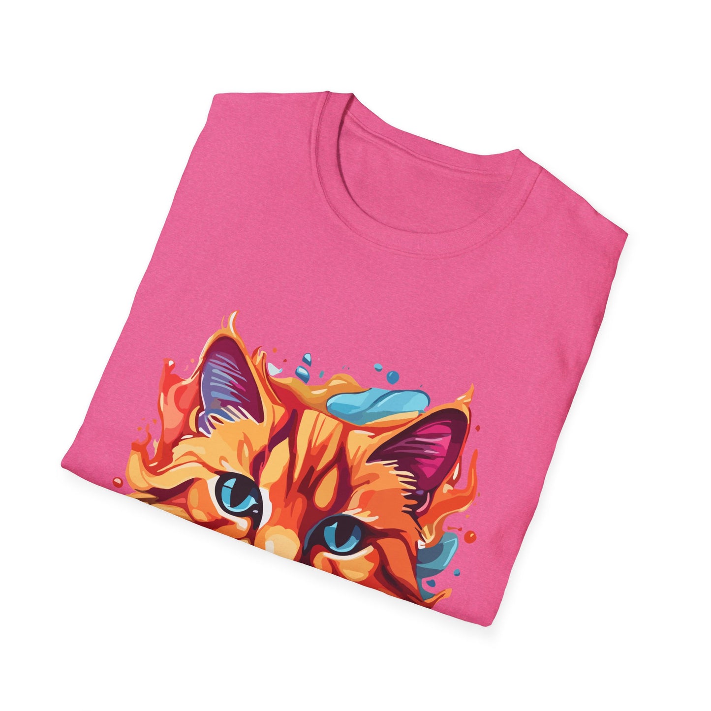 Watercolor Cat T-Shirt, Cute Kitty Tee, Cat Lover Gift, Softstyle Graphic Shirt, Animal Print Top