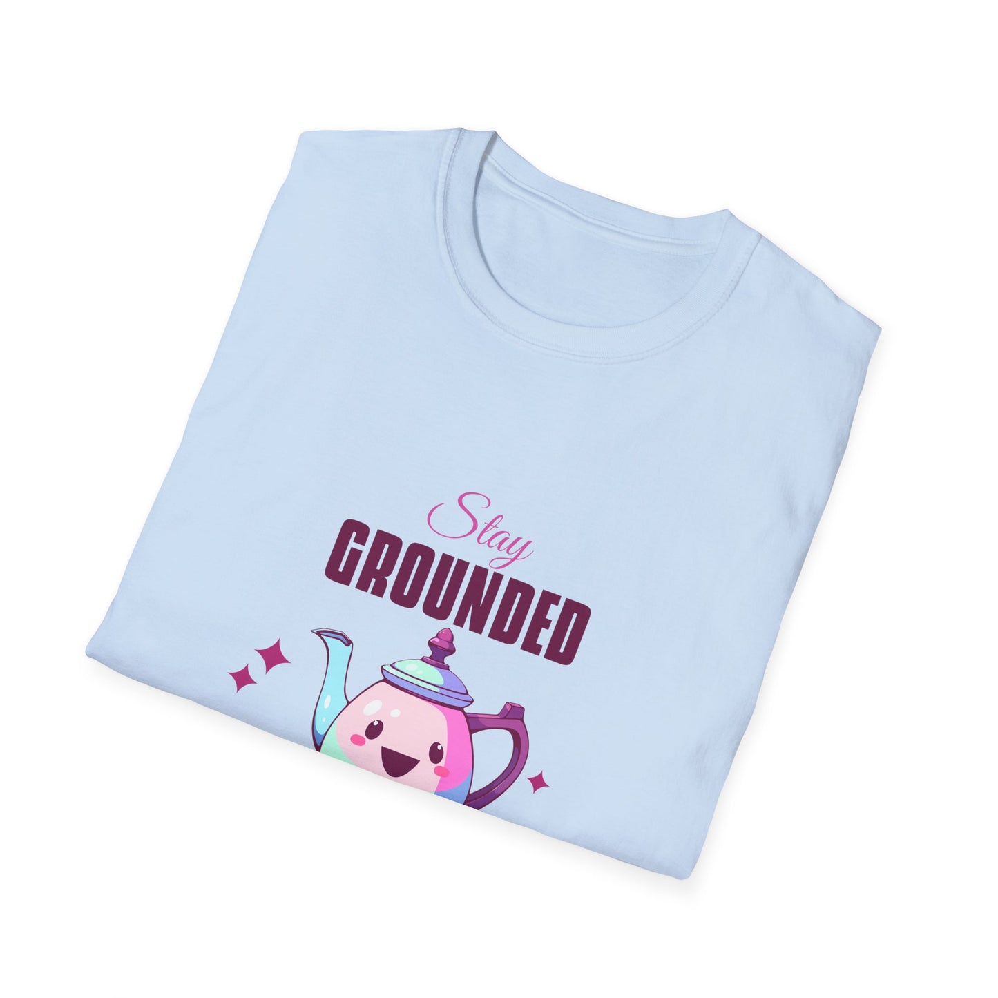 Grounded Coffee Lover Unisex Softstyle T-Shirt, Stay Happy Drink Coffee Tee, Coffee = Happiness, Positive Vibes Shirt, Meditation Gift