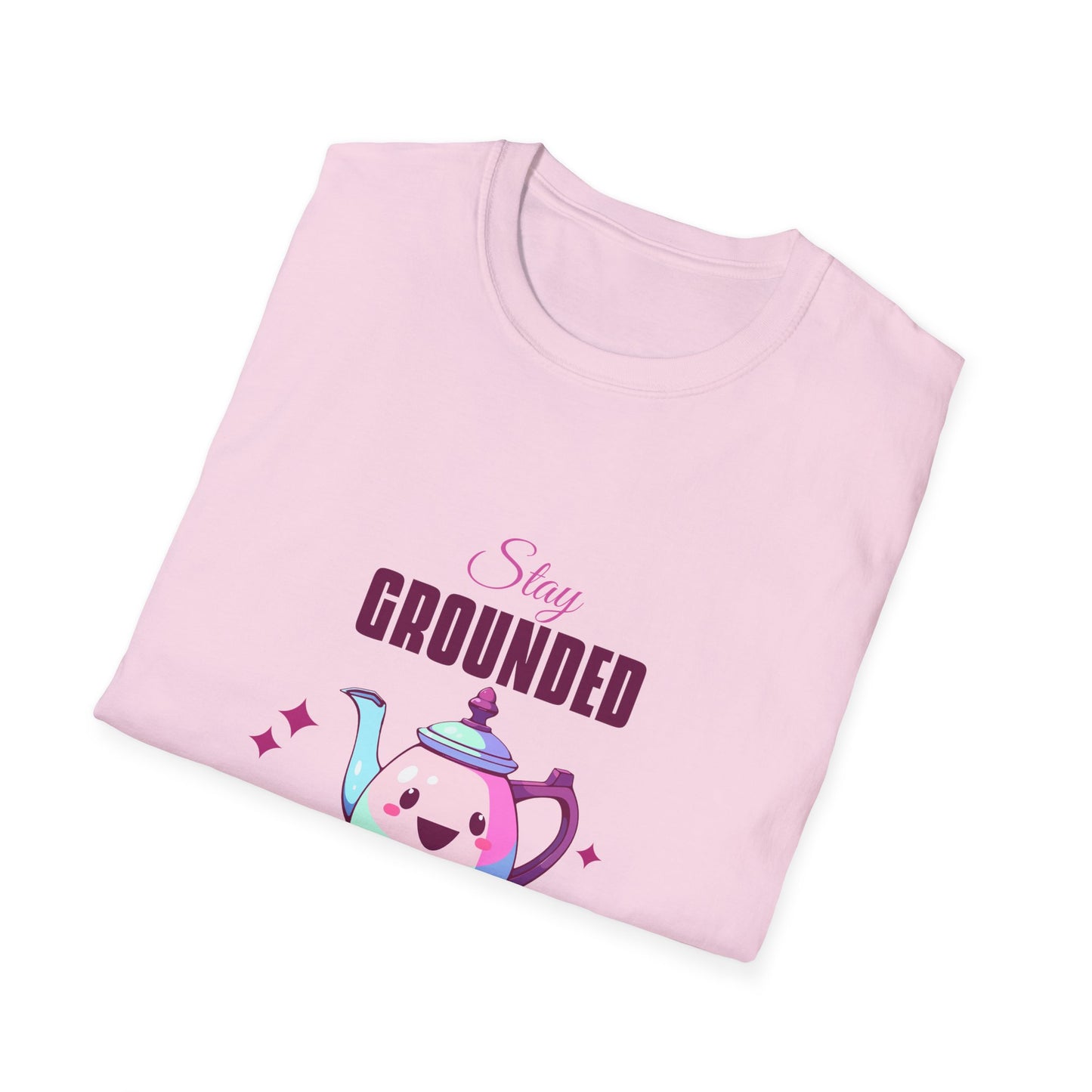 Grounded Coffee Lover Unisex Softstyle T-Shirt, Stay Happy Drink Coffee Tee, Coffee = Happiness, Positive Vibes Shirt, Meditation Gift