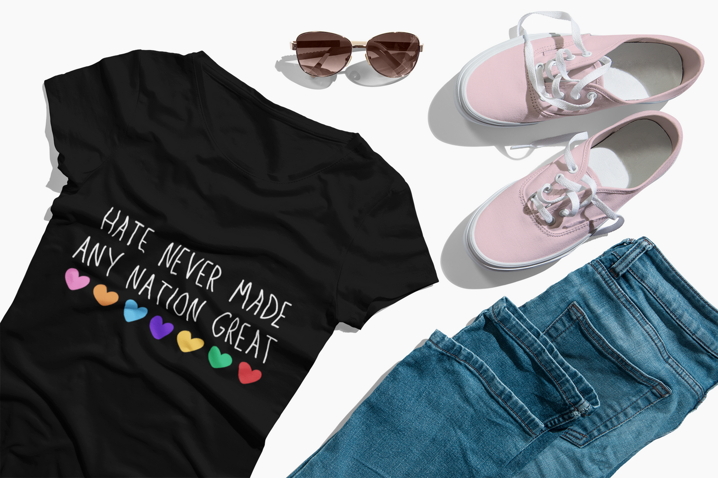 Hate Never Made Any Nation Great Unisex Softstyle T-Shirt, positive message, T-Shirt for Activists, Casual Wear, Social Justice