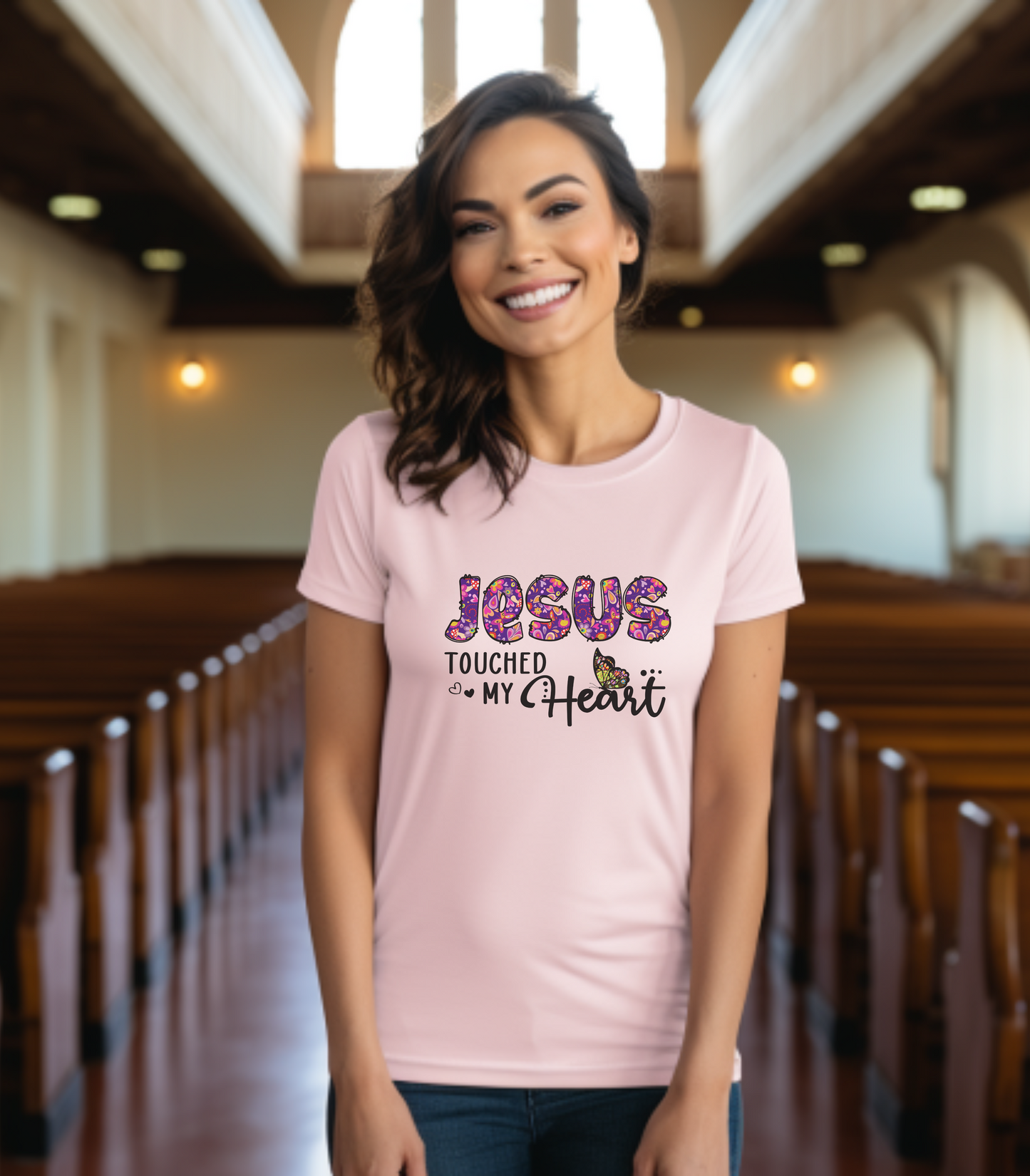 Jesus Touched My Heart Unisex T-Shirt, Spiritual Tee, Christian Gift, Inspirational Shirt, Faith Clothing