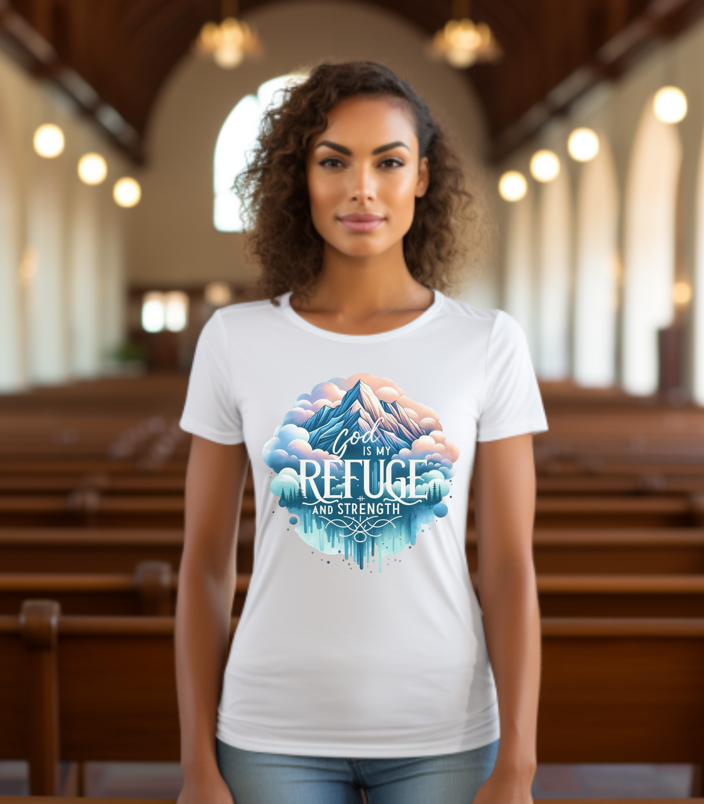 Religious Inspirational God is My Refuge and Strength Unisex T-Shirt, Christian Tee, Spiritual Clothing, Bible Quote Shirt, Christian Gift