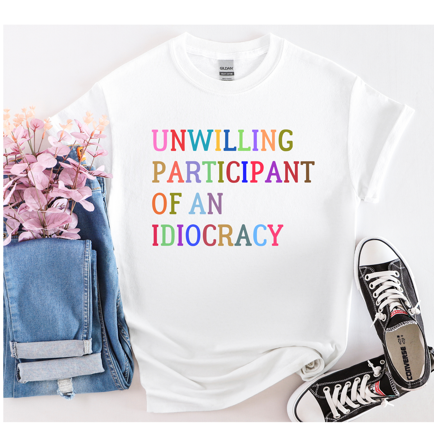 Unisex Softstyle T-Shirt, Funny Idiocracy Tee, Reluctant Participant Shirt, Sarcastic Humor Top, Graphic Tee, Hilarious Slogan Shirt