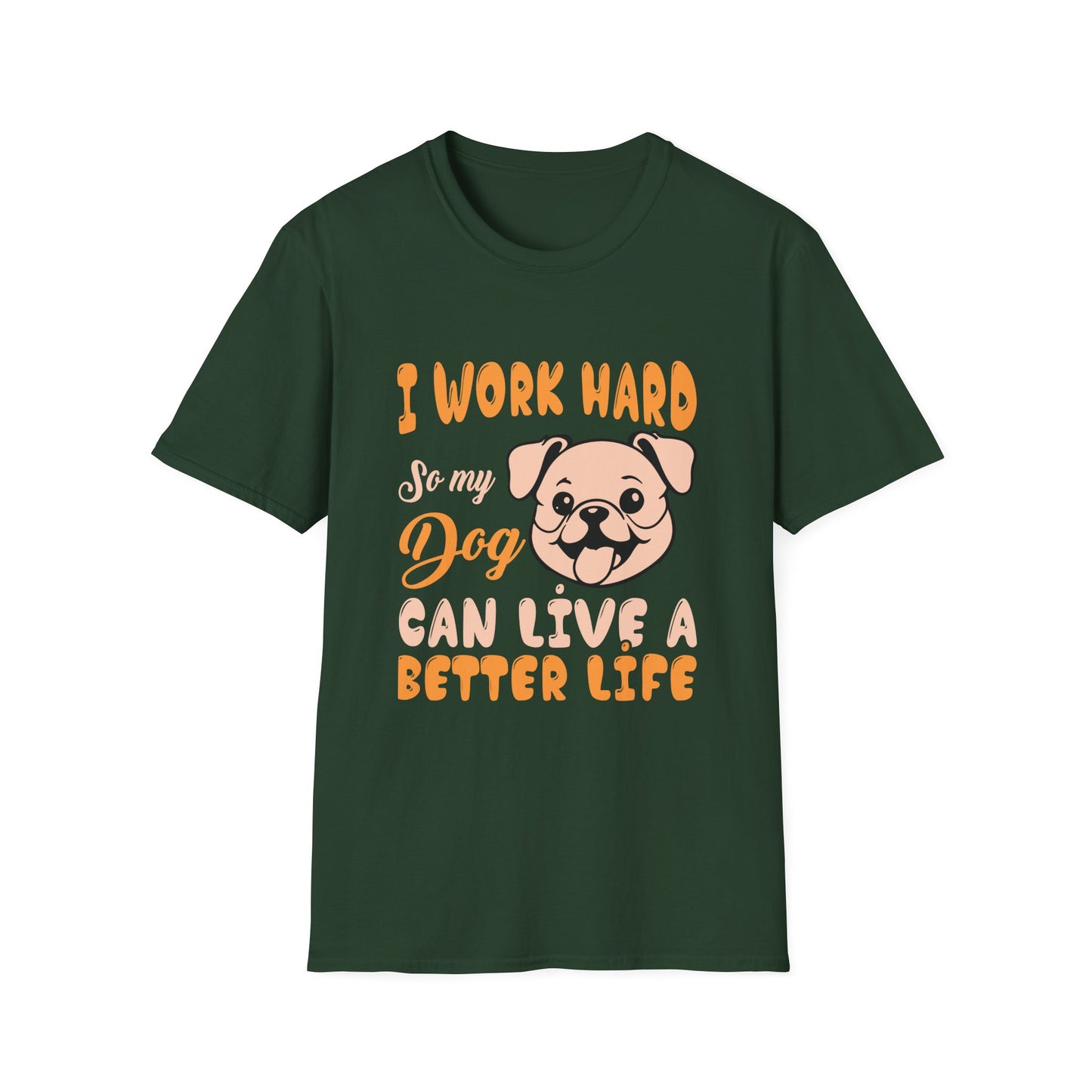 Dog Lover Unisex T-Shirt, Funny Work Hard Dog Mom Dad Tee, Gift for Pet Owners, Softstyle Graphic Shirt, Animal Rescue Apparel