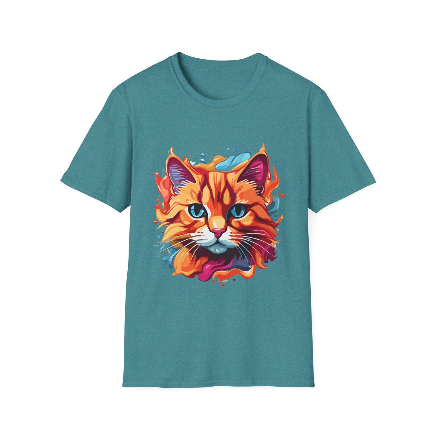 Watercolor Cat T-Shirt, Cute Kitty Tee, Cat Lover Gift, Softstyle Graphic Shirt, Animal Print Top