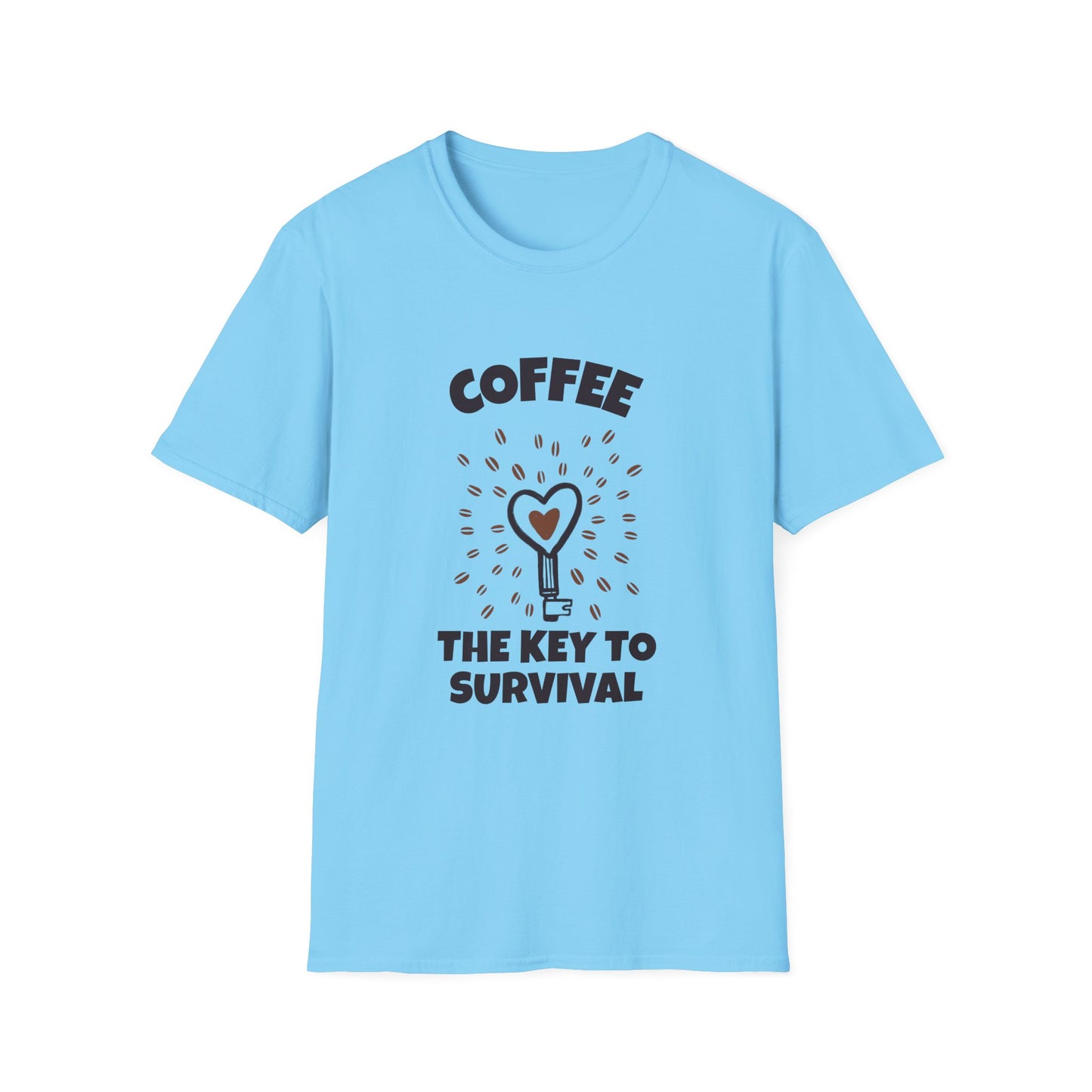 Coffee the Key to Survival Unisex Softstyle T-Shirt, Coffee Lover Tee, Funny Coffee Shirt, Gift for Coffee Drinkers, Coffee Obsessed Apparel