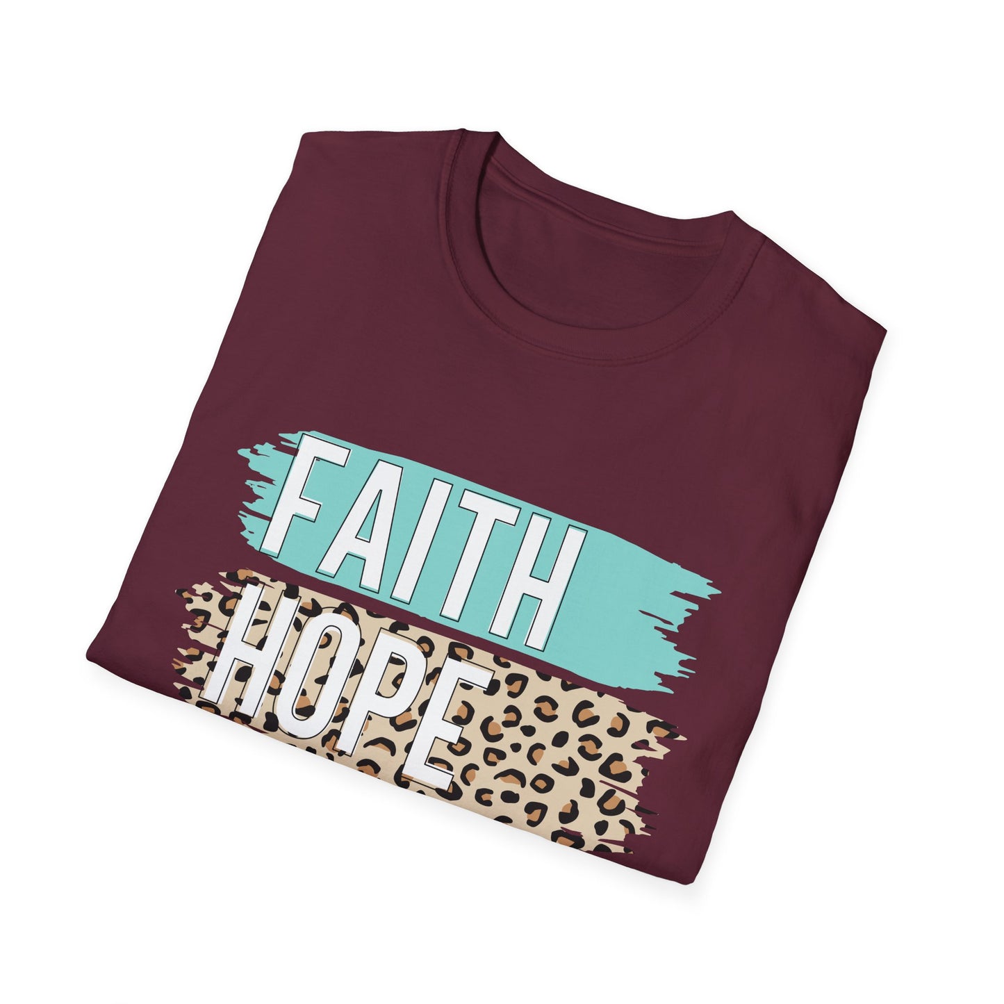 Faith Hope Love T-Shirt, Inspirational Christian Tee, Religious Graphic Shirt, Unisex Softstyle Top, Faith-Based Clothing, Washi Tape look