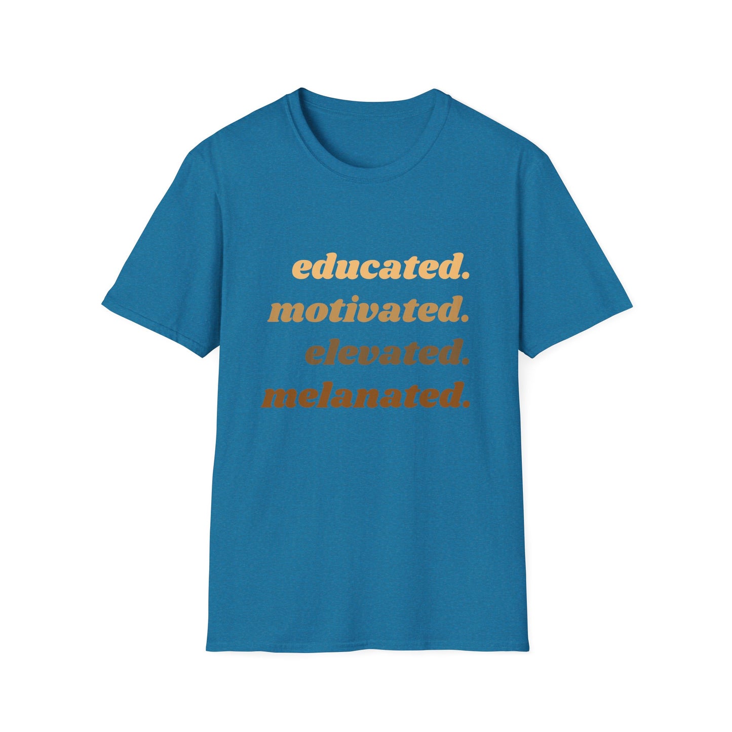 Educated, Motivated, Elevated, Melanated Graphic Unisex Softstyle T-Shirt African Pride Tee, Civil Rights Shirt, Black Lives Matter Apparel