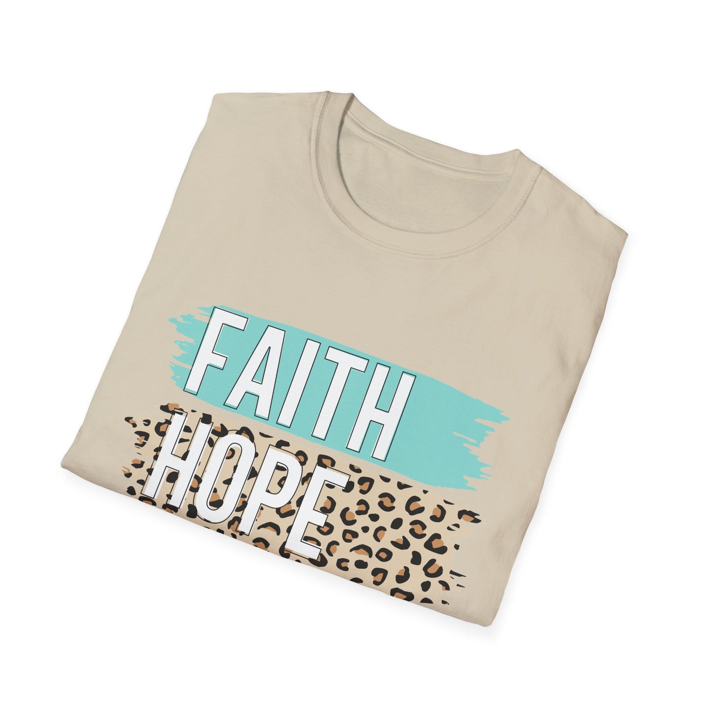 Faith Hope Love T-Shirt, Inspirational Christian Tee, Religious Graphic Shirt, Unisex Softstyle Top, Faith-Based Clothing, Washi Tape look