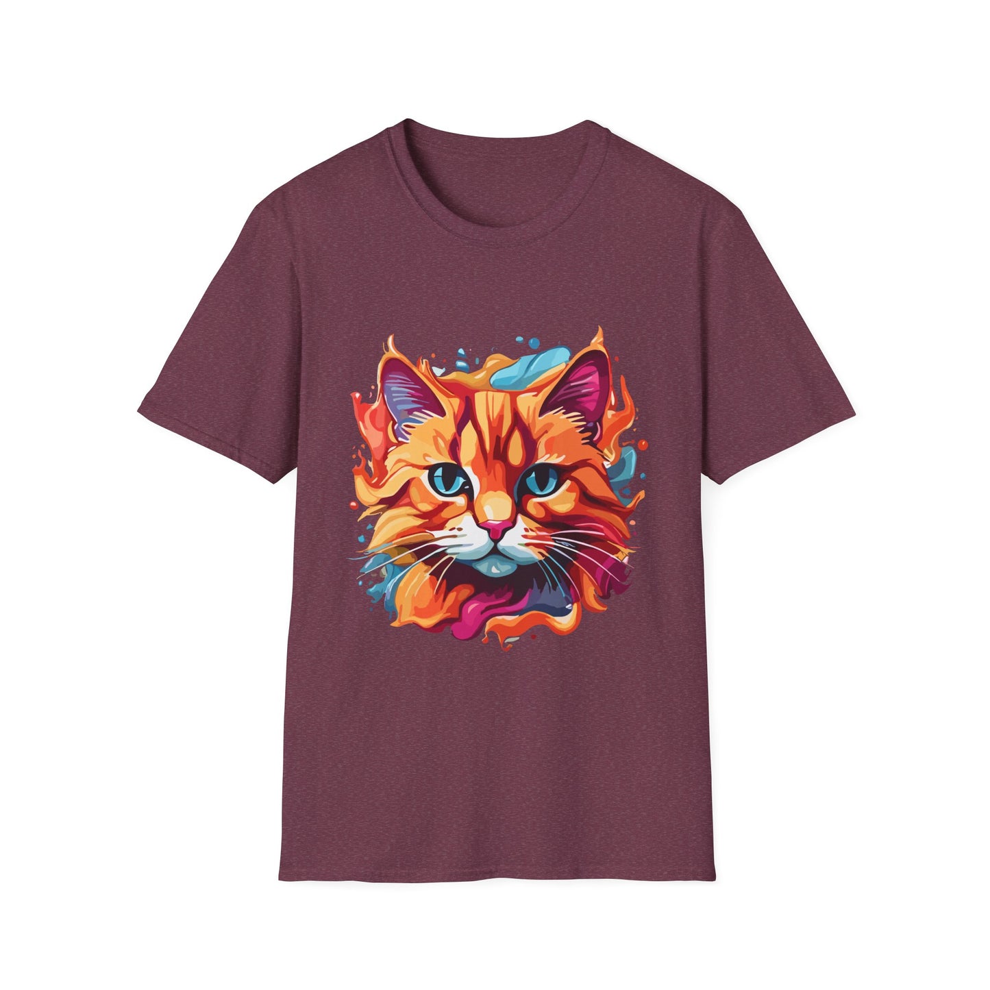Watercolor Cat T-Shirt, Cute Kitty Tee, Cat Lover Gift, Softstyle Graphic Shirt, Animal Print Top