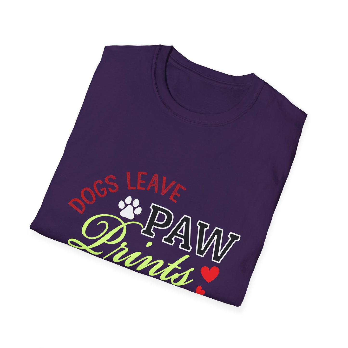 Dog Lover Unisex Softstyle T-Shirt, Dogs Leave Paw Prints, Pet Owner Tee, Animal Lover Gift, Cute Puppy Shirt