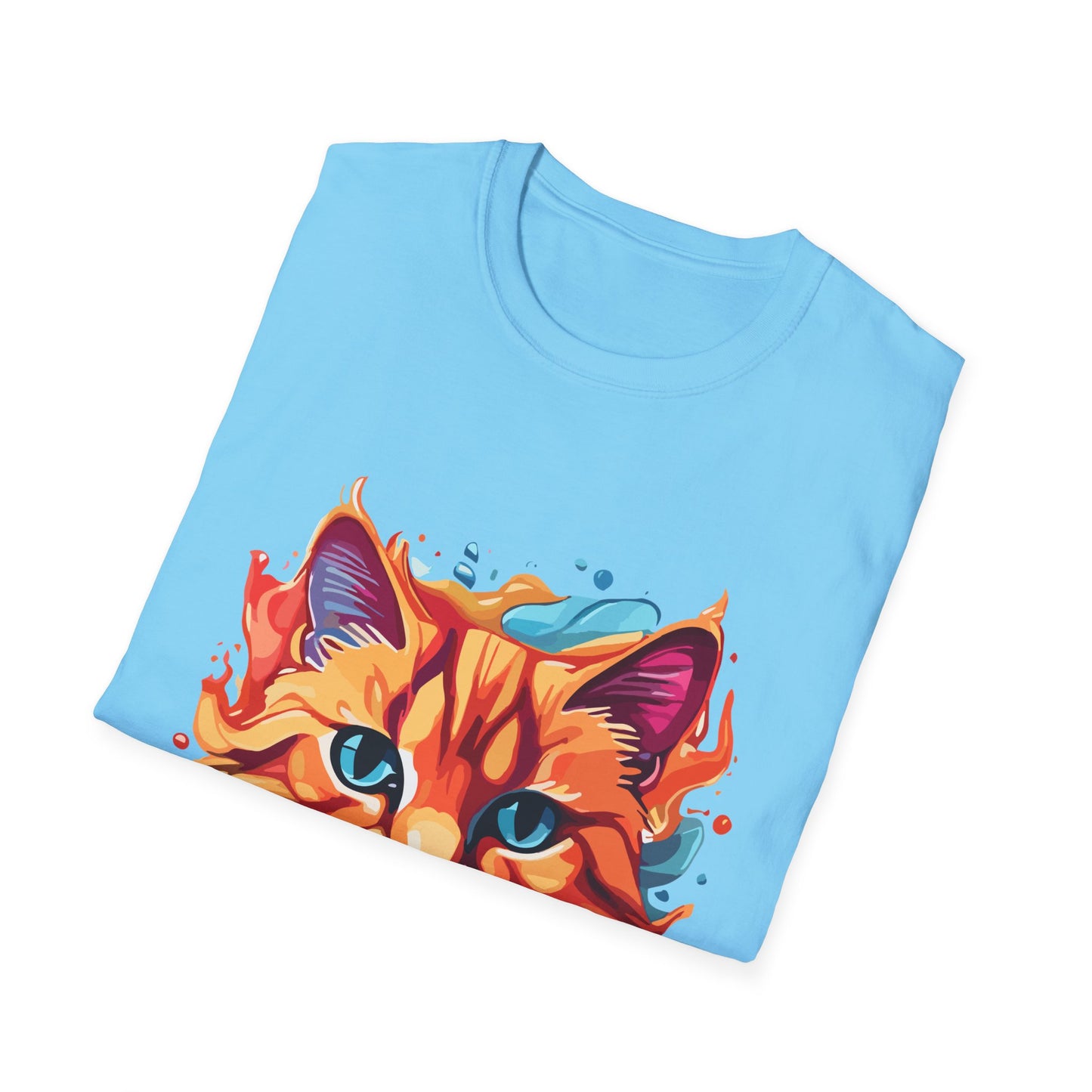 Watercolor Cat T-Shirt, Cute Kitty Tee, Cat Lover Gift, Softstyle Graphic Shirt, Animal Print Top