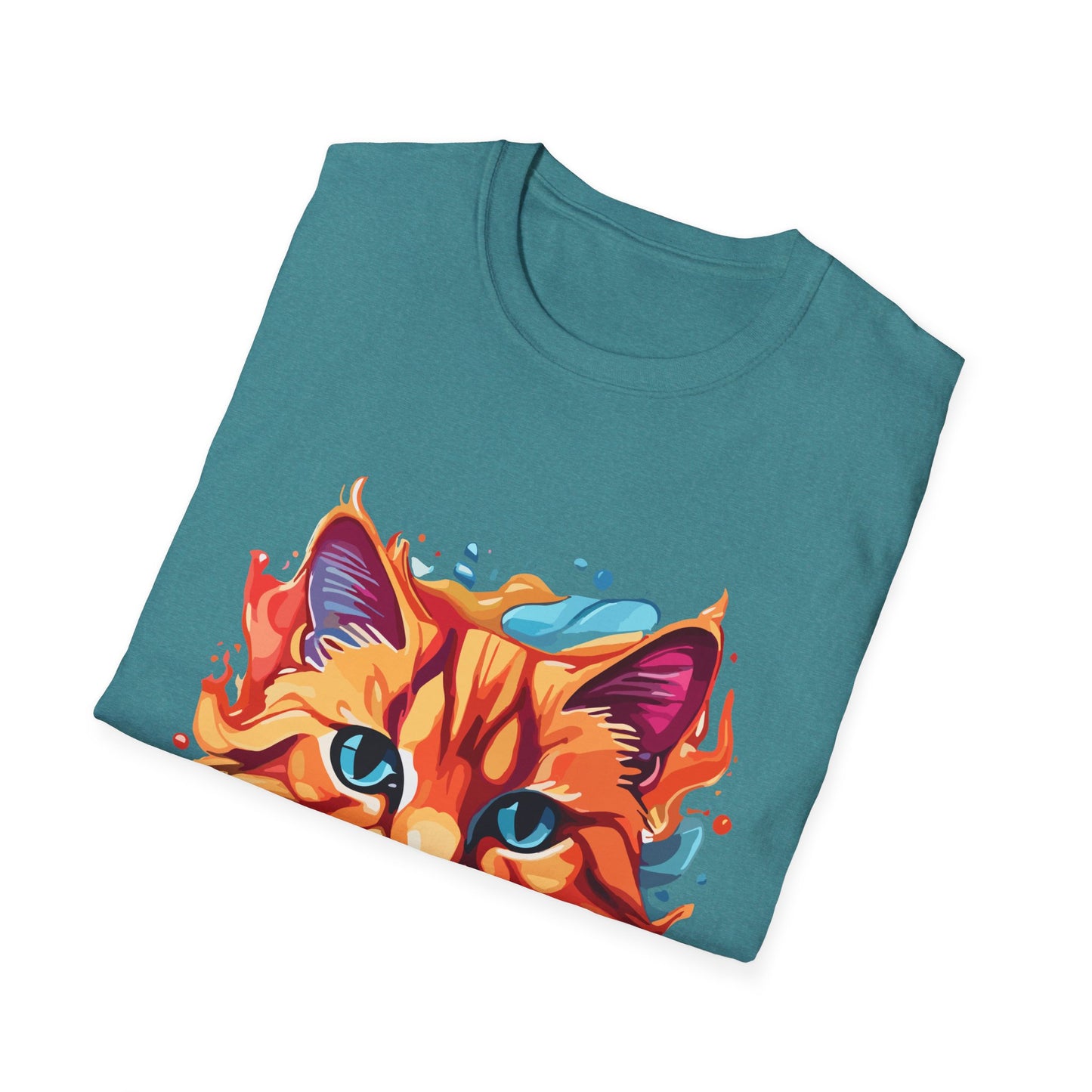 Watercolor Cat T-Shirt, Cute Kitty Tee, Cat Lover Gift, Softstyle Graphic Shirt, Animal Print Top