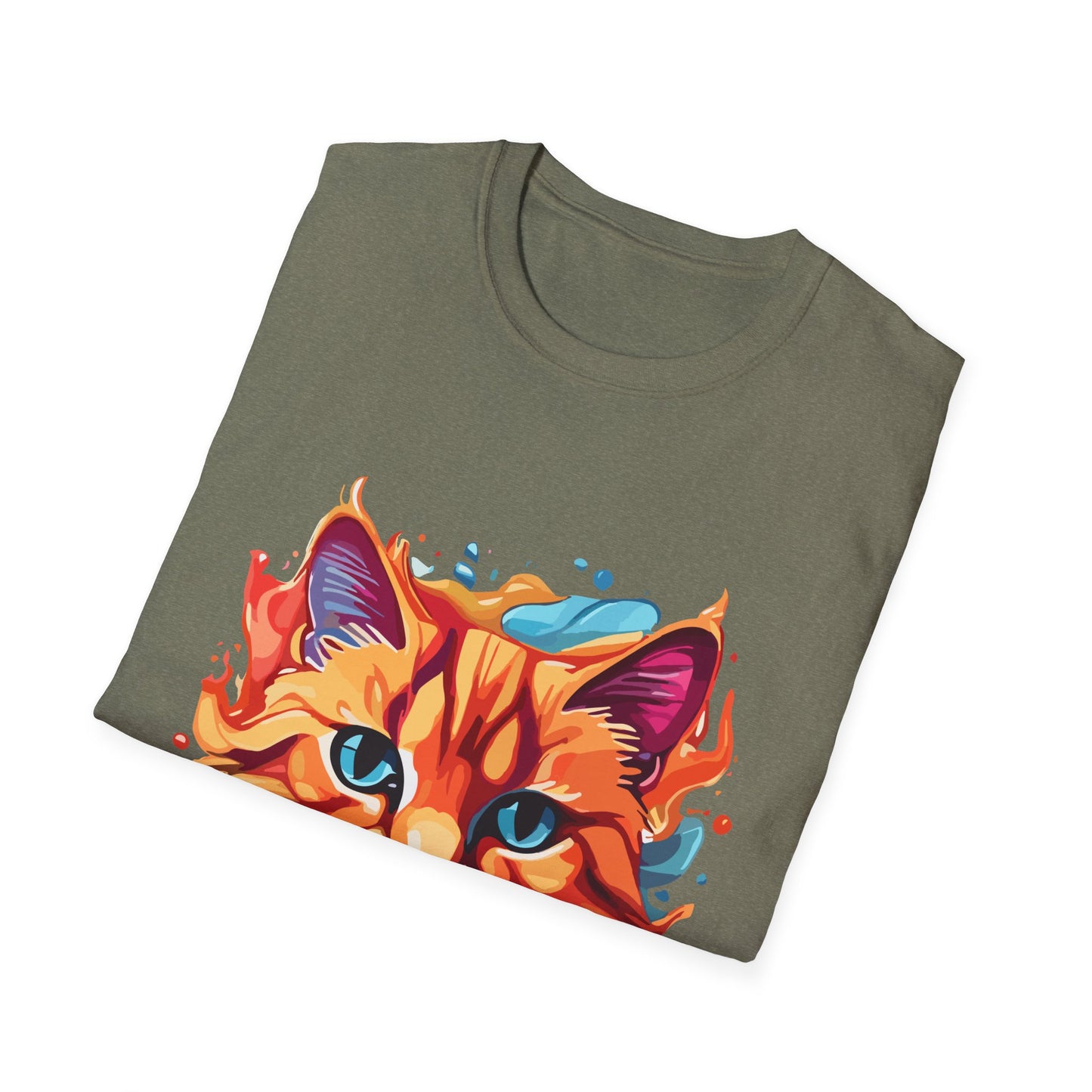 Watercolor Cat T-Shirt, Cute Kitty Tee, Cat Lover Gift, Softstyle Graphic Shirt, Animal Print Top