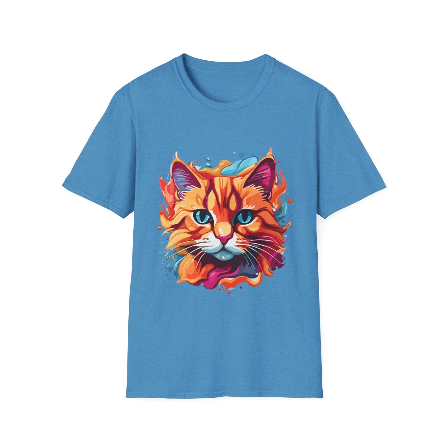 Watercolor Cat T-Shirt, Cute Kitty Tee, Cat Lover Gift, Softstyle Graphic Shirt, Animal Print Top