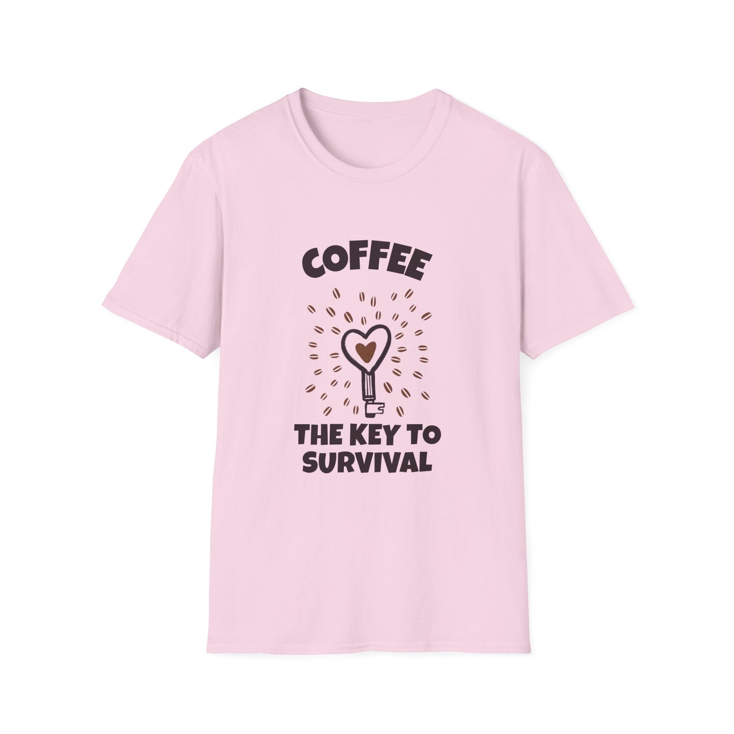 Coffee the Key to Survival Unisex Softstyle T-Shirt, Coffee Lover Tee, Funny Coffee Shirt, Gift for Coffee Drinkers, Coffee Obsessed Apparel
