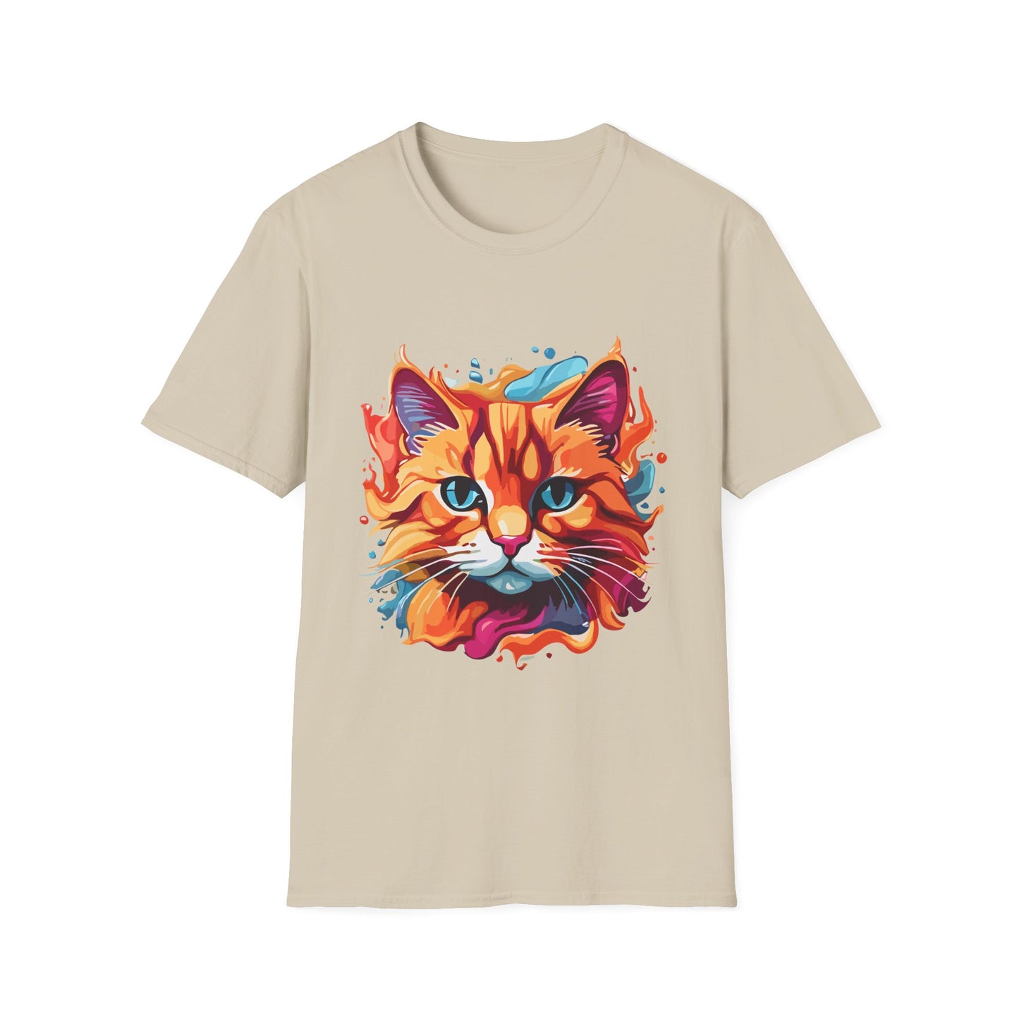 Watercolor Cat T-Shirt, Cute Kitty Tee, Cat Lover Gift, Softstyle Graphic Shirt, Animal Print Top