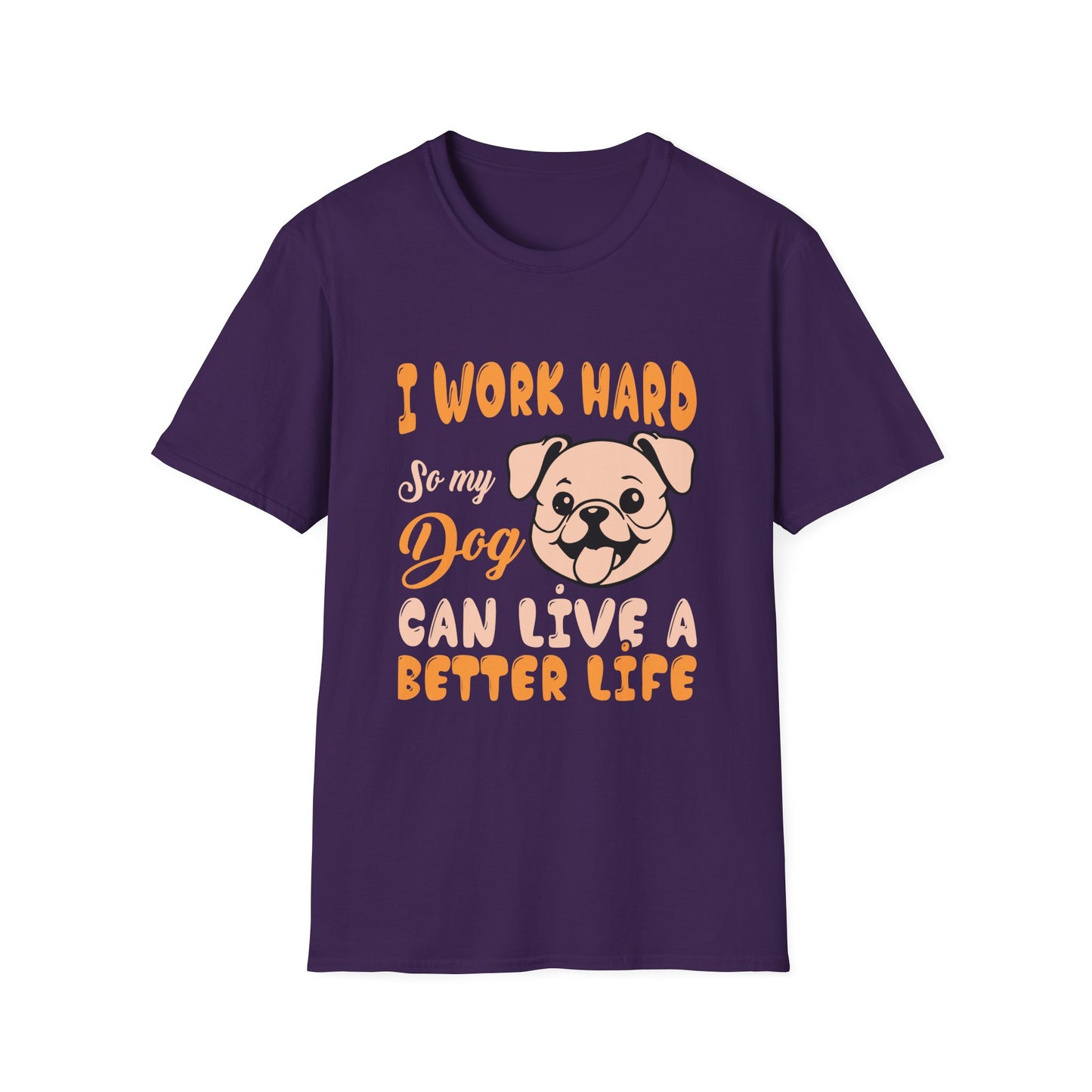 Dog Lover Unisex T-Shirt, Funny Work Hard Dog Mom Dad Tee, Gift for Pet Owners, Softstyle Graphic Shirt, Animal Rescue Apparel