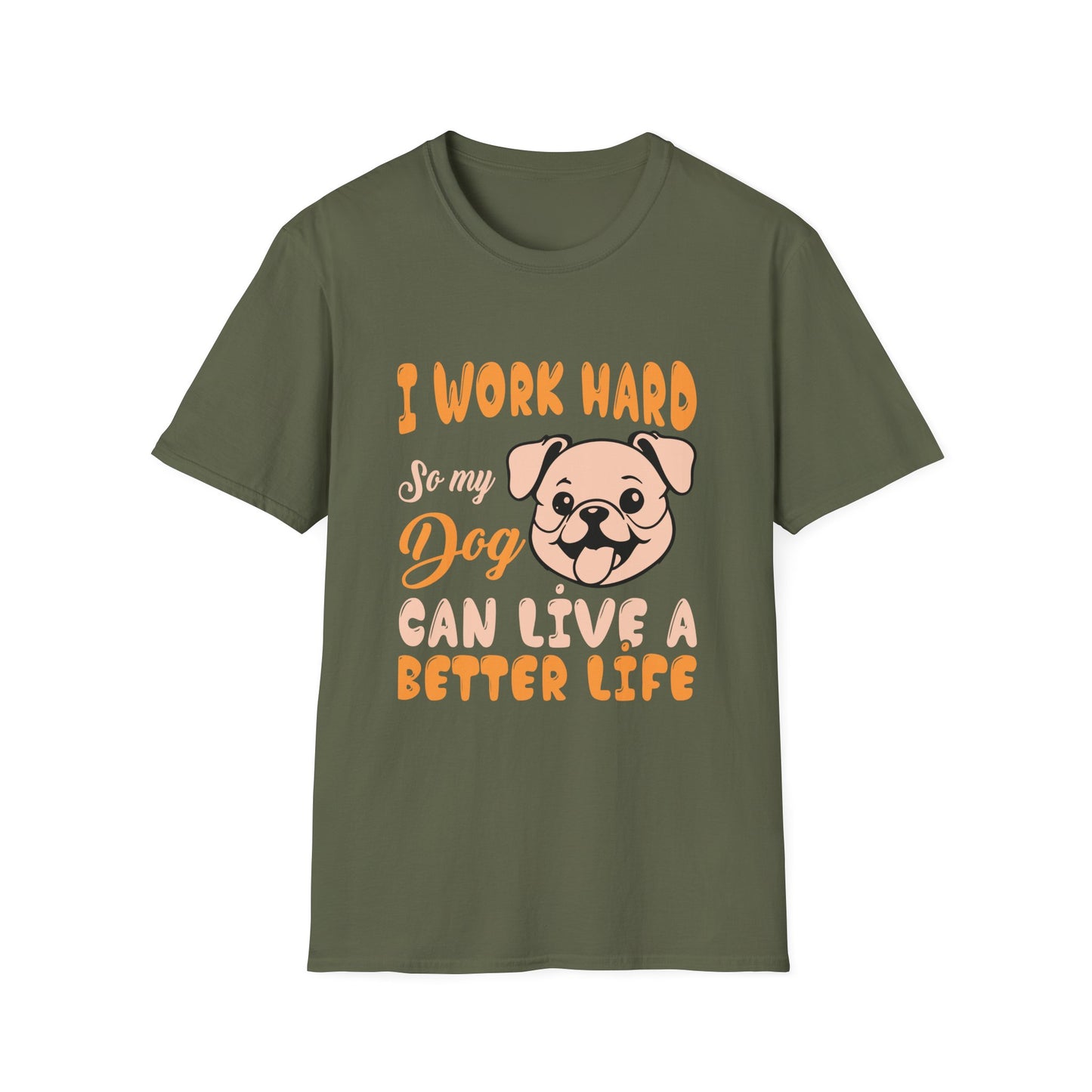 Dog Lover Unisex T-Shirt, Funny Work Hard Dog Mom Dad Tee, Gift for Pet Owners, Softstyle Graphic Shirt, Animal Rescue Apparel