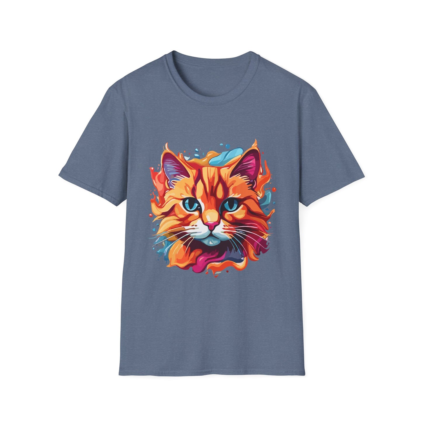 Watercolor Cat T-Shirt, Cute Kitty Tee, Cat Lover Gift, Softstyle Graphic Shirt, Animal Print Top