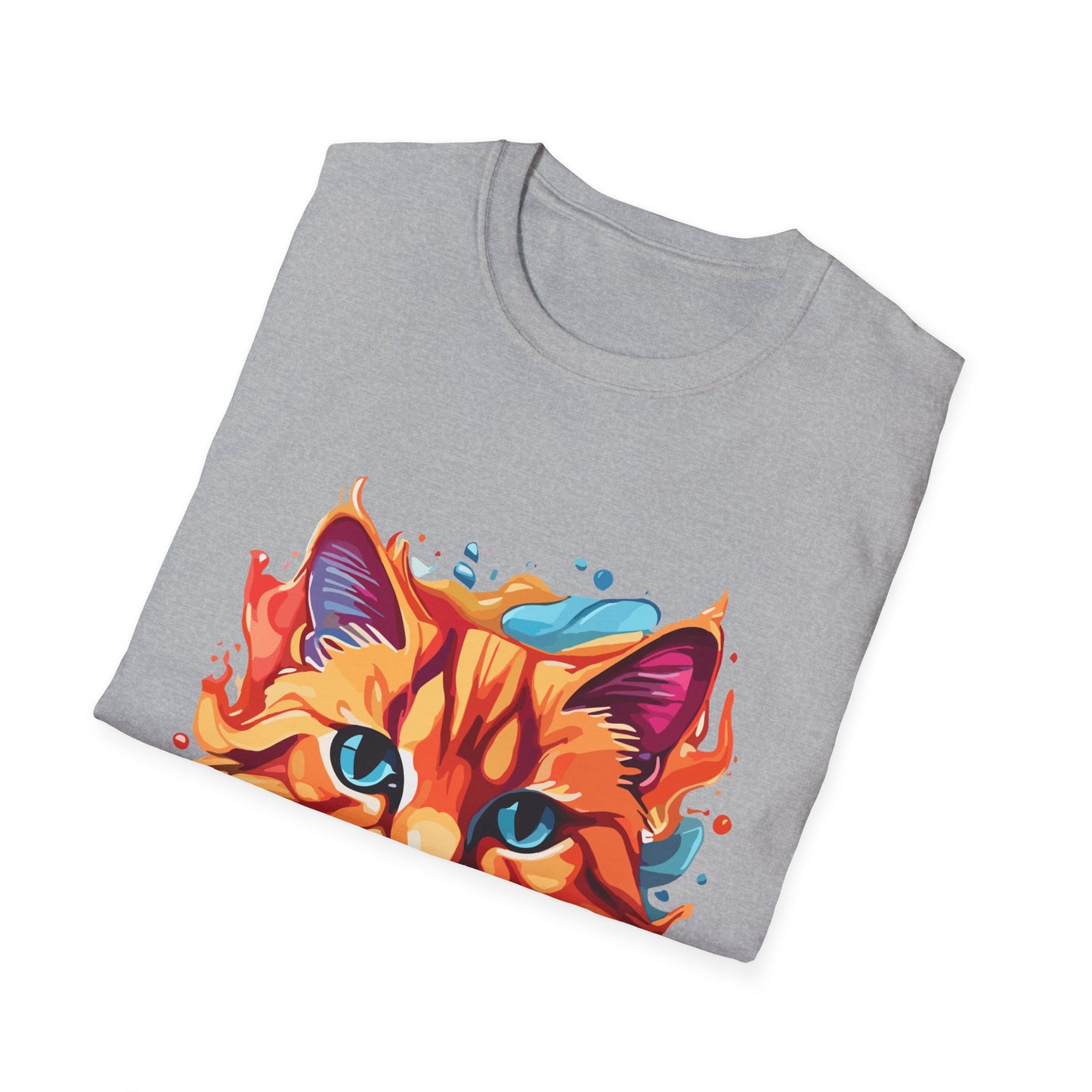 Watercolor Cat T-Shirt, Cute Kitty Tee, Cat Lover Gift, Softstyle Graphic Shirt, Animal Print Top