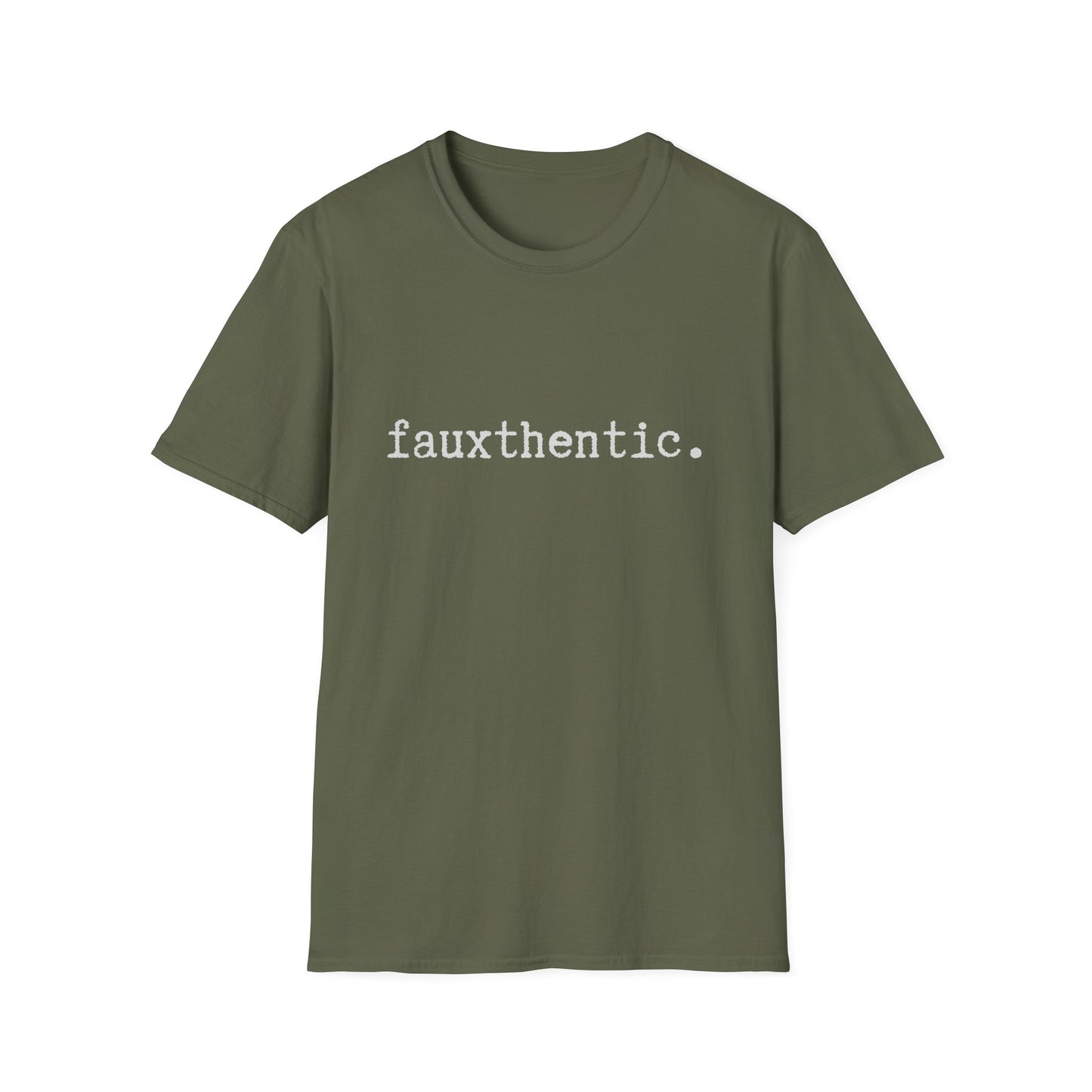 Fauxthentic Unisex T-Shirt, Minimalist Play on Words, Funny Tee, Softstyle Shirt, Gift for Him or Her, Casual Top