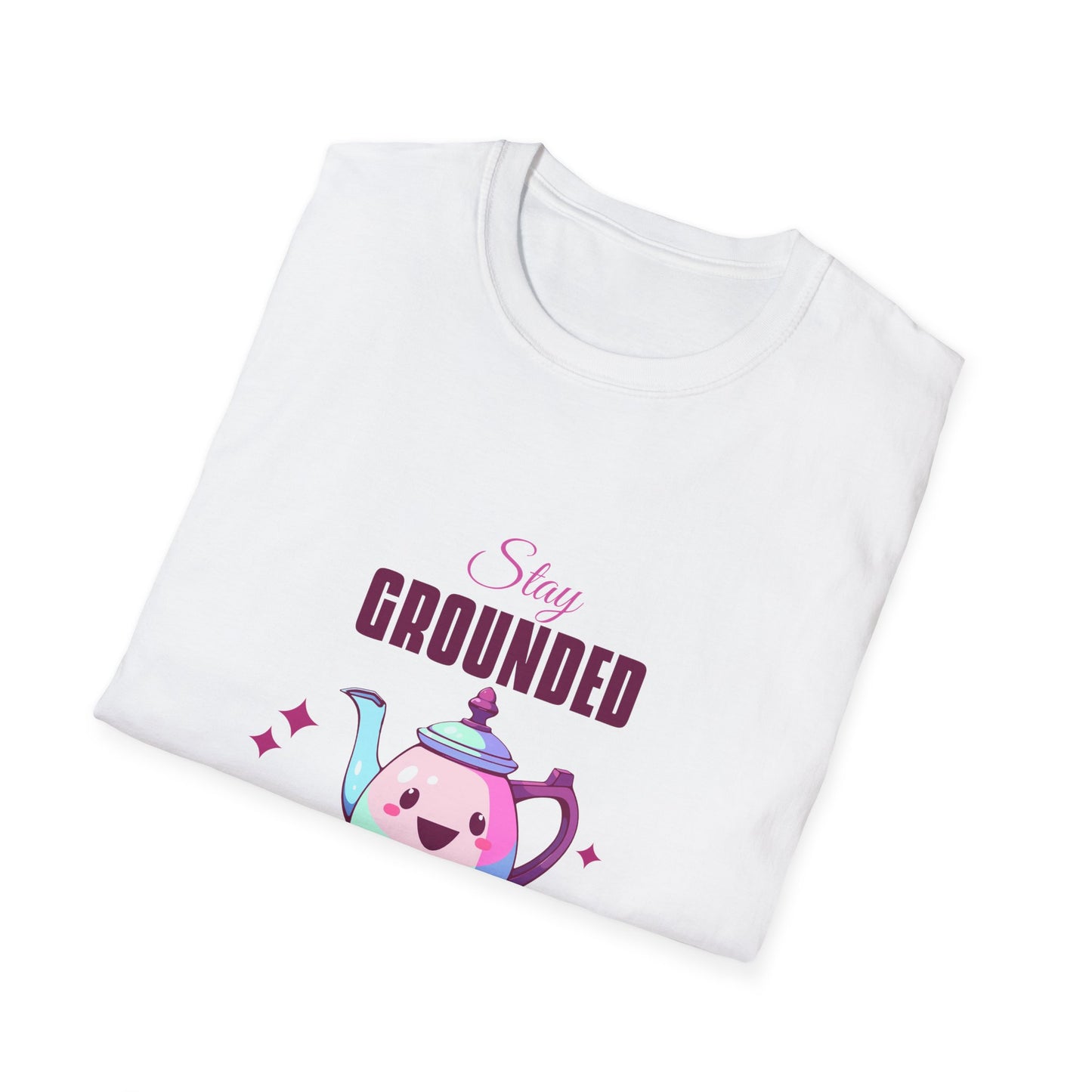 Grounded Coffee Lover Unisex Softstyle T-Shirt, Stay Happy Drink Coffee Tee, Coffee = Happiness, Positive Vibes Shirt, Meditation Gift