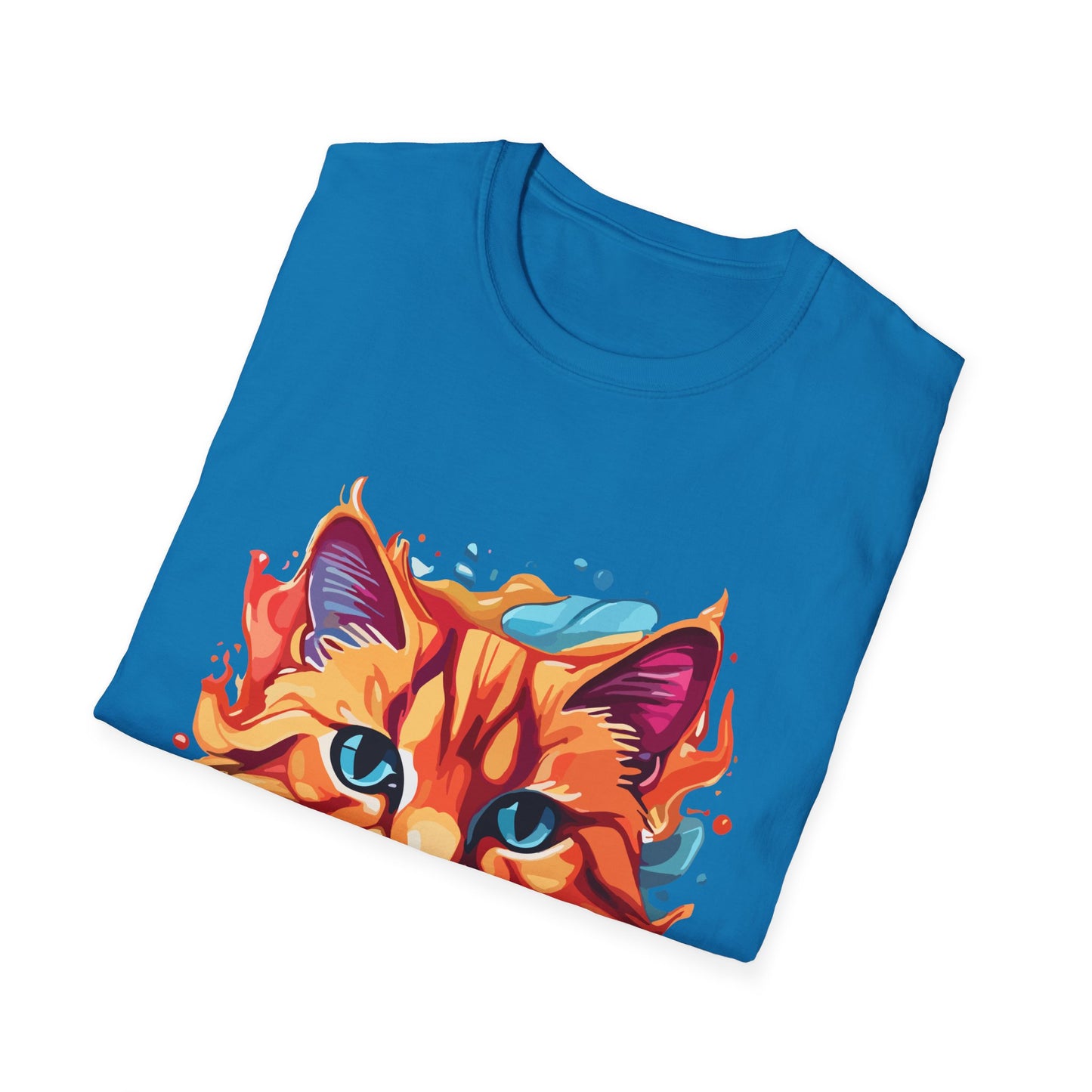 Watercolor Cat T-Shirt, Cute Kitty Tee, Cat Lover Gift, Softstyle Graphic Shirt, Animal Print Top